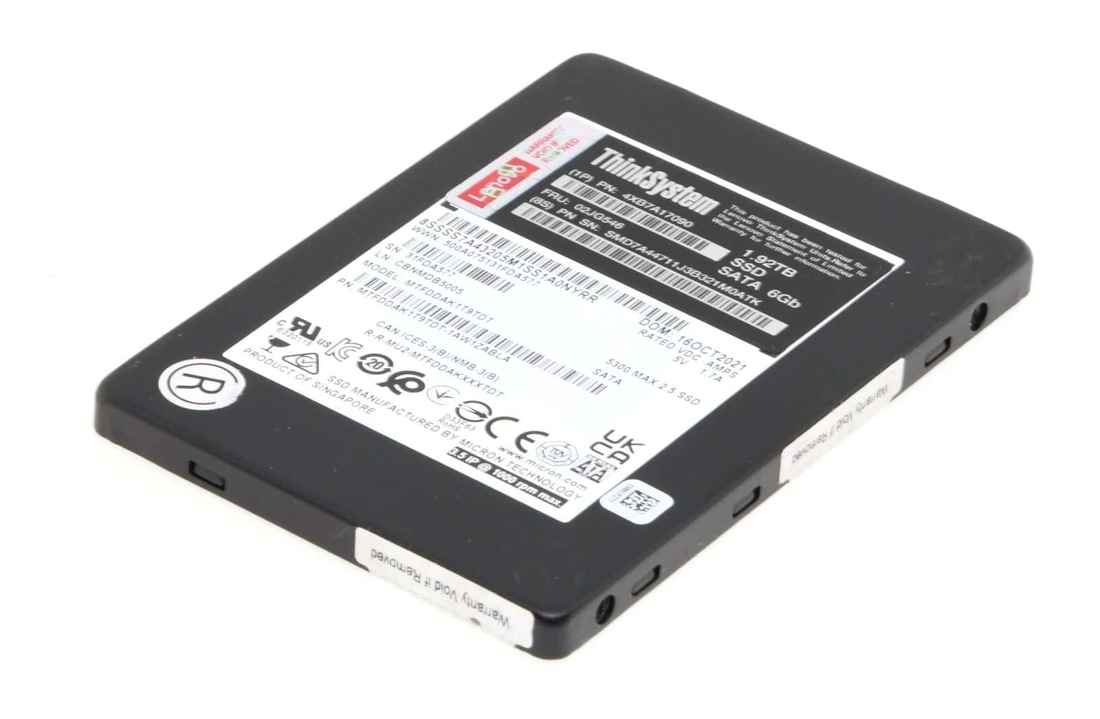 Lenovo ThinkSystem 2.5in 5300 1.92TB Mainstream SATA 6Gb Hot Swap SSD (02JG546) thumbnail