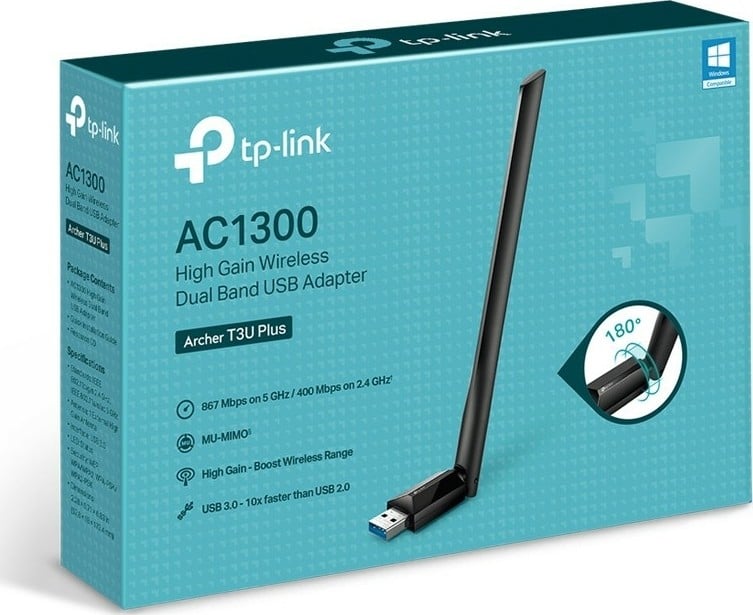 TP-Link Archer T3U Plus AC1300 USB Wi-Fi Adapter (ARCHER T3U PLUS V1) thumbnail
