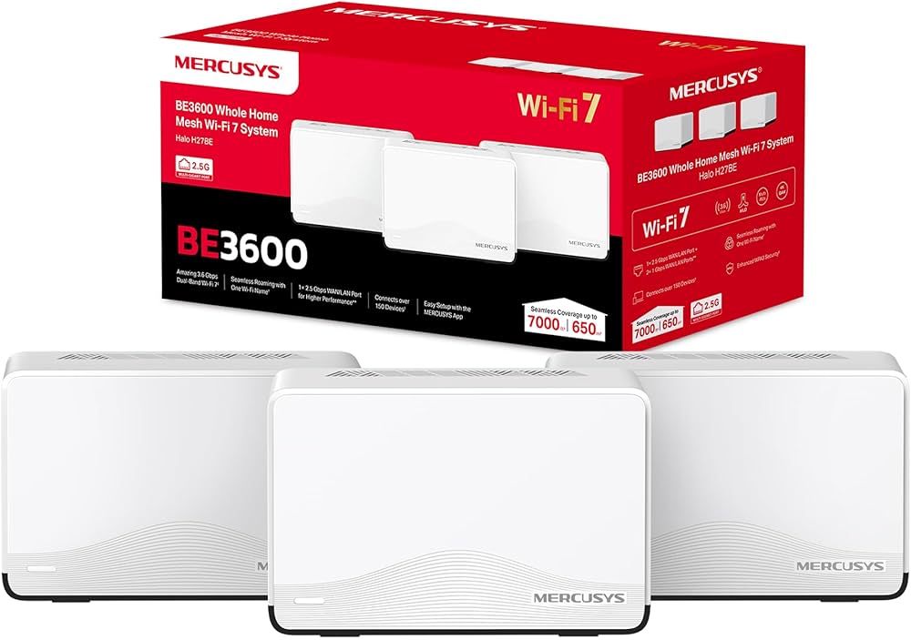 TP-Link Mercusys Halo H27BE (3-pack) BE3600 Whole Home Mesh Wi-Fi 7 (HALO H27BE(3-PACK)) thumbnail