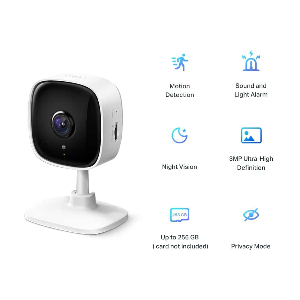TP-Link Tapo C110 Home Security Wi-Fi 3MP Camera - micro SD - 2-way audio - motion detection (TAPOC110) thumbnail