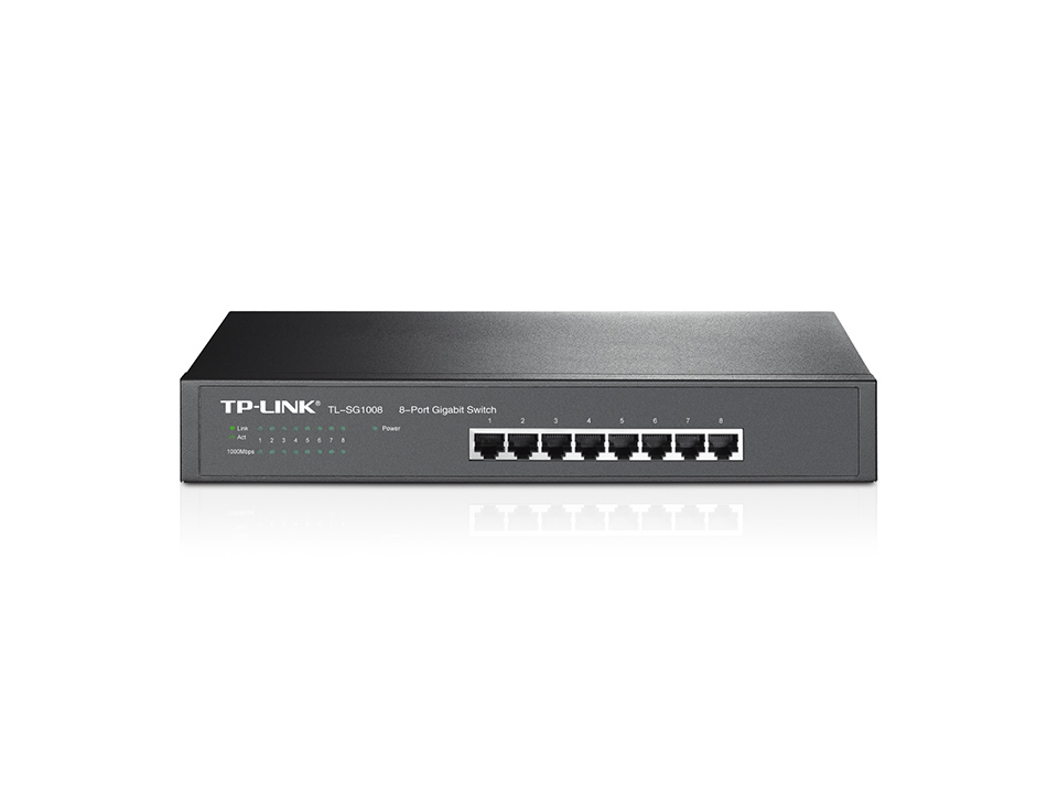 TP-Link TL-SG1008 Unmanaged Gigabit Ethernet (10/100/1000) 1U Zwart (TL-SG1008 V9) thumbnail