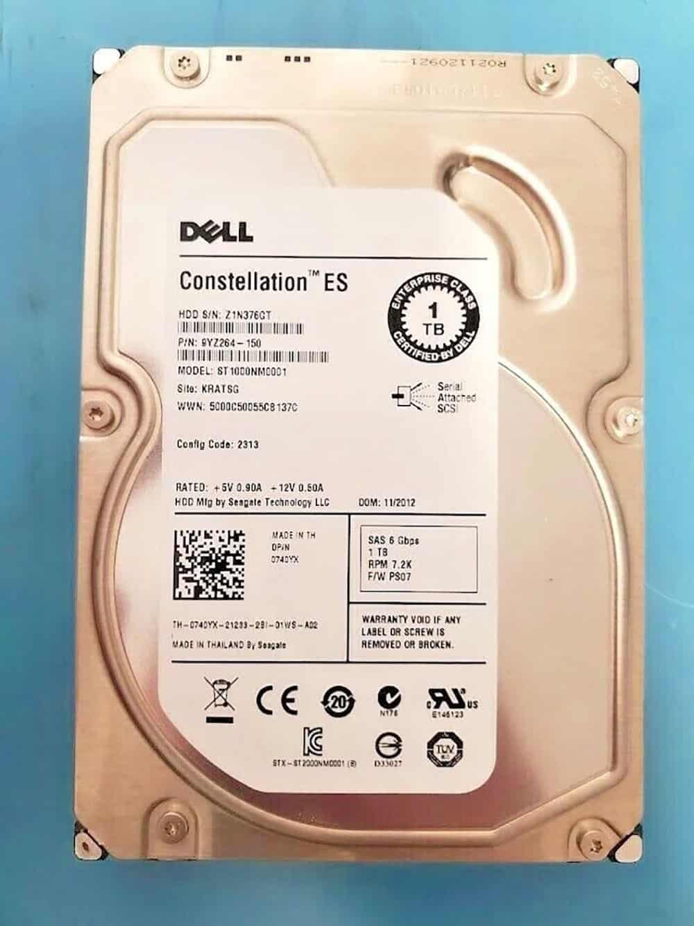 Dell 1TB 7.2K 6G 3.5INCH SAS HDD (0U738K-RFB) thumbnail