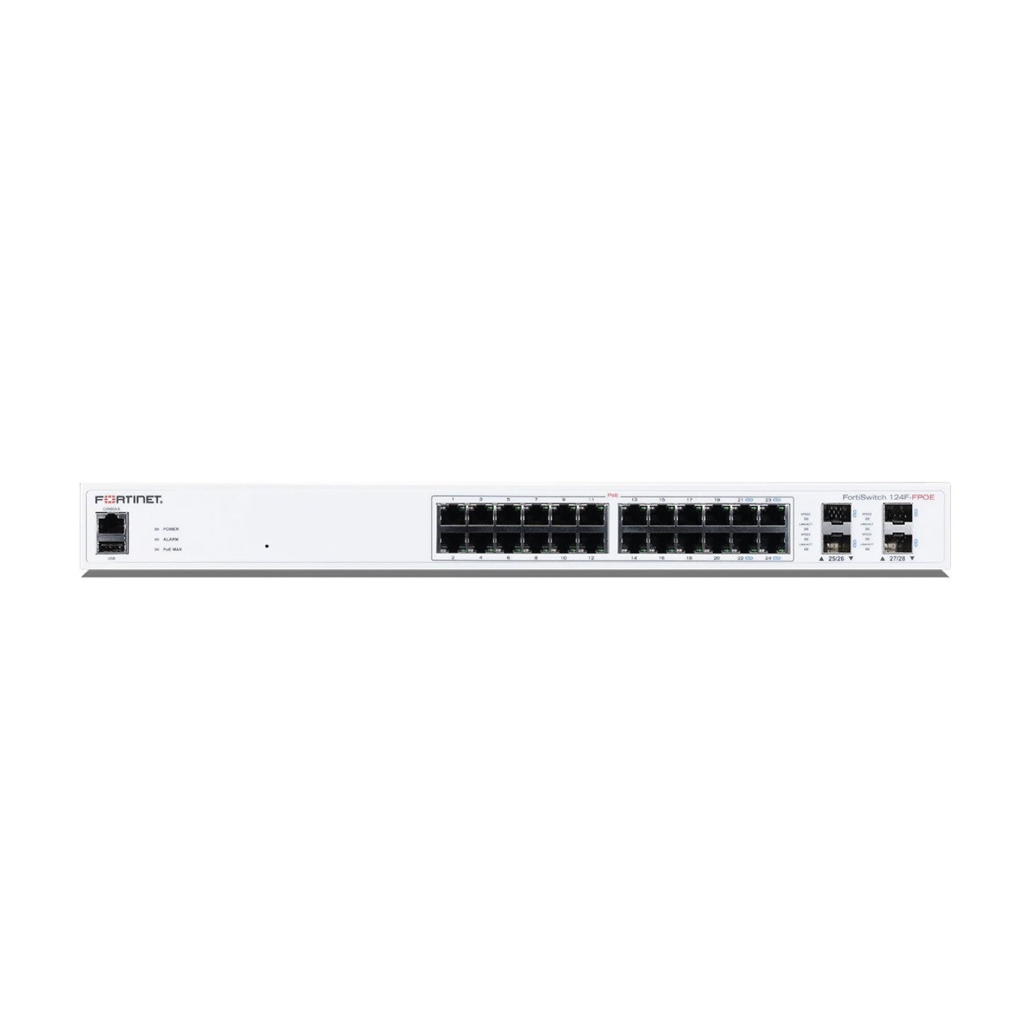 Fortinet FortiSwitch-124F is a performance/price competitive switch with 24x GE port + 4x SFP+ port + 1x RJ45 console. Fanless d (FS-124F) thumbnail