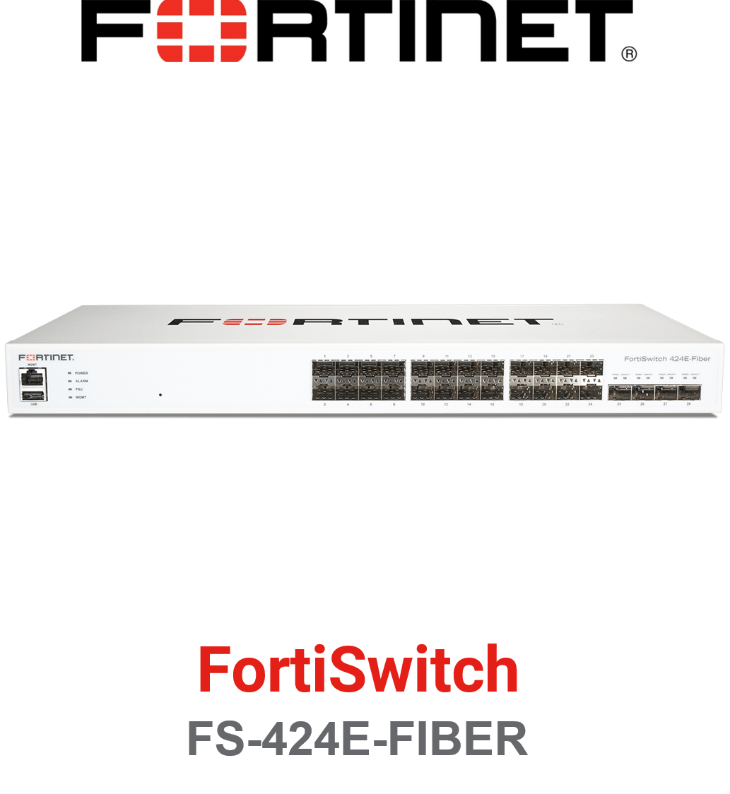 Fortinet Layer 2/3 FortiGate switch controller compatible switch with 24 x GE SFP ports, 4 x 10 GE SFP+ uplinks (FS-424E-FIBER) thumbnail