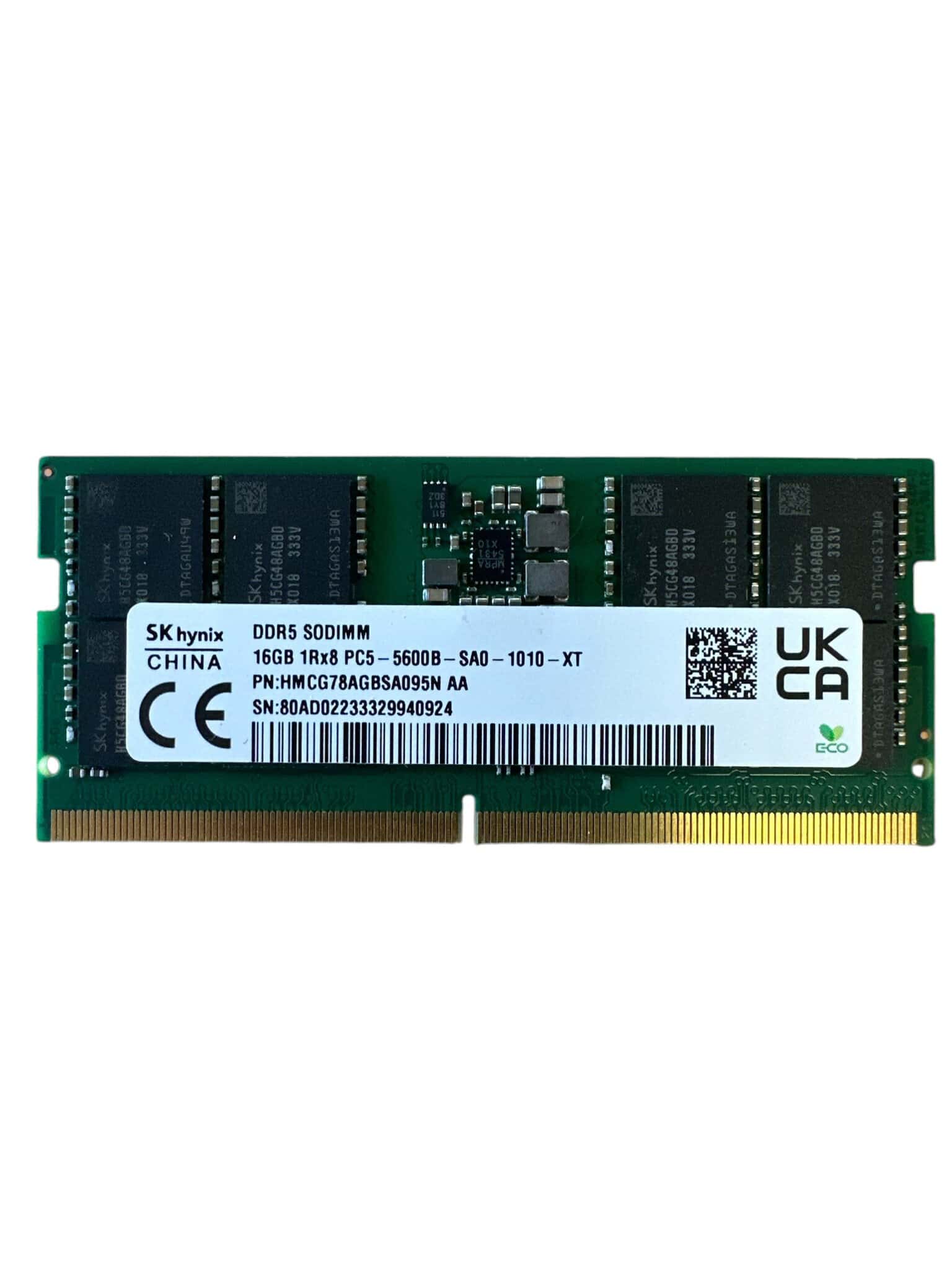 Hynix HMCG78AEBSA095N Memory Module - 16 GB - DDR5 - 4800MT/s - Non-ECC - CL40 - 262 Pin (HMCG78AEBSA095N) thumbnail