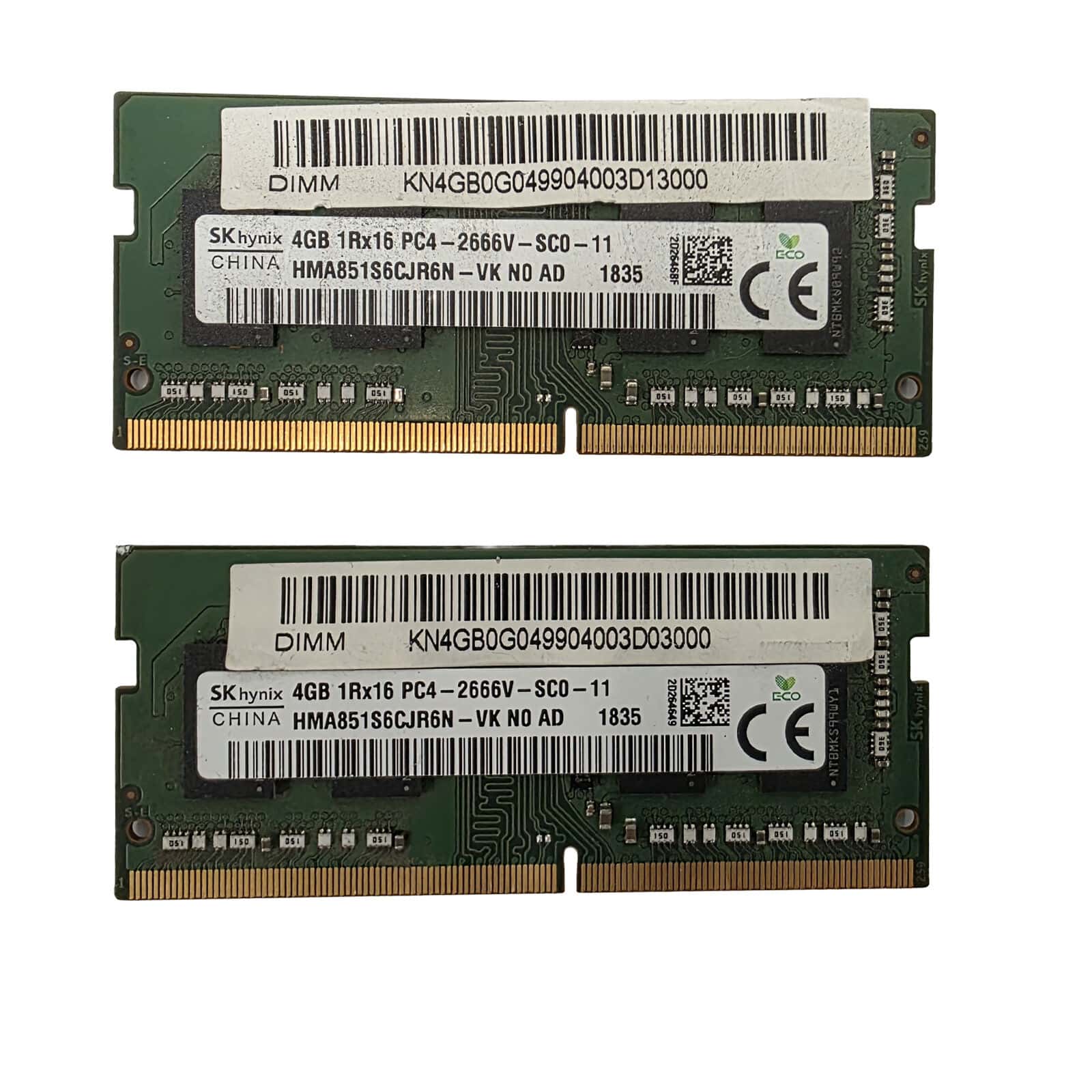 Hynix HMA851S6CJR6N-VK 4GB Memory Module - DDR4 SDRAM - SO-DIMM - 2666 MHz - 1Rx16 - Non-ECC - 1.2 Volts (HMA851S6CJR6N-VK) thumbnail