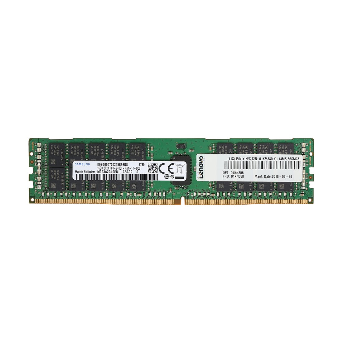 LENOVO 16GB (1*16GB) 2RX4 PC4-19200T-R DDR4-2400MHZ RDIMM (01KN356) thumbnail