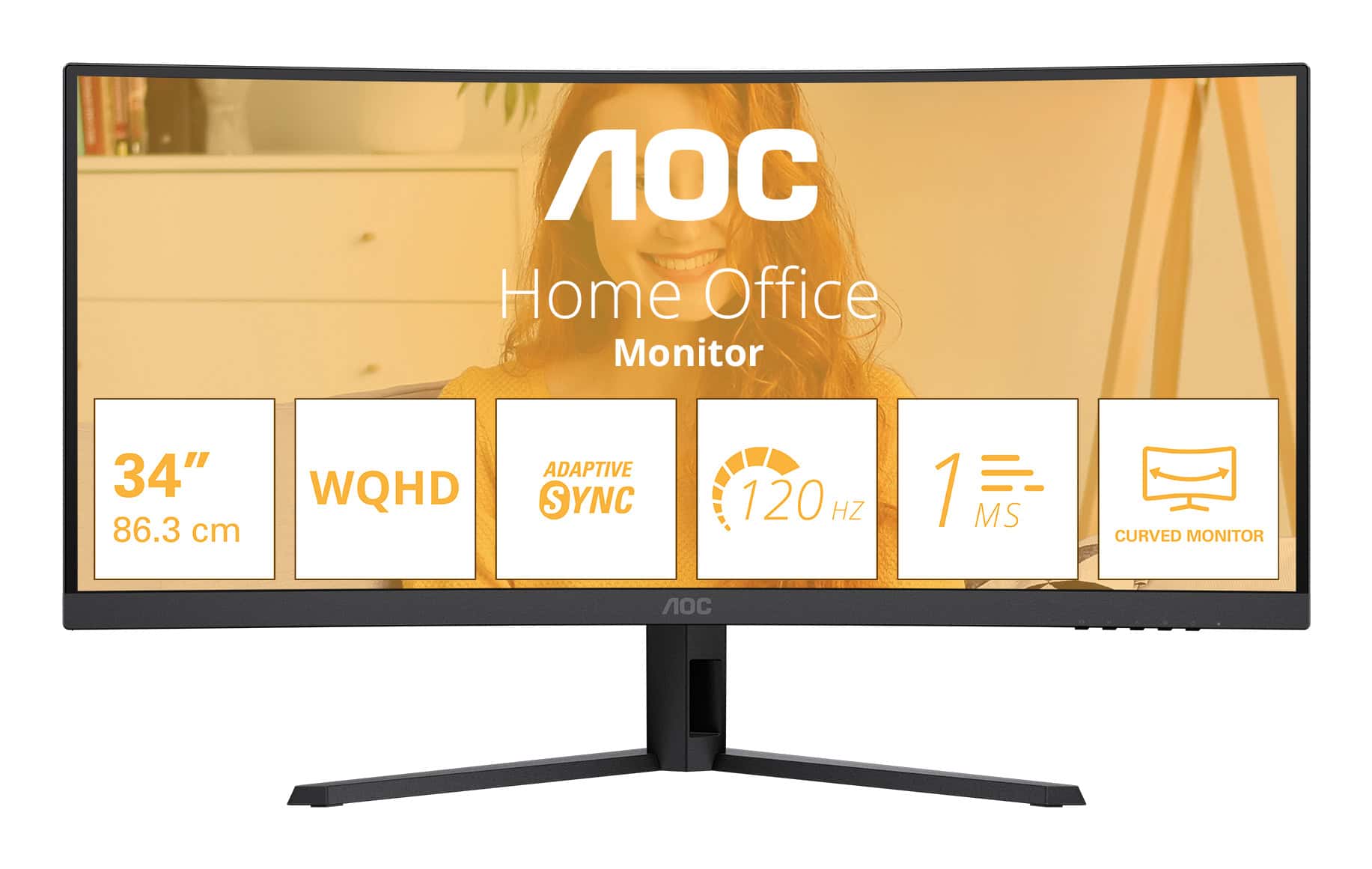 AOC B3 CU34B3E computer monitor 86,4 cm (34") 3440 x 1440 Pixels Wide Quad HD LED Zwart (CU34B3E) thumbnail