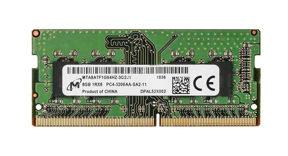 Micron MTA8ATF1G64HZ-3G2J1 8GB Memory Module - DDR4 SDRAM - 3200 MHz - 260 Pin - CL22 - SODIMM - Non-ECC - 1Rx8 - 1.2 Volts (MTA8ATF1G64HZ-3G2J1) thumbnail