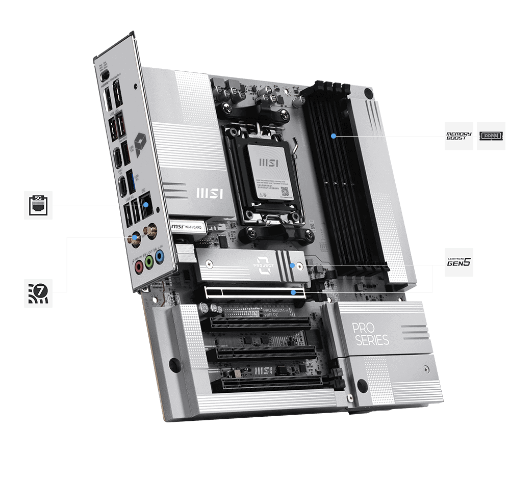 MSI PRO B850M-A WIFI PZ AM5 DDR5 mATX MB (PRO B850M-A WIFI PZ) thumbnail