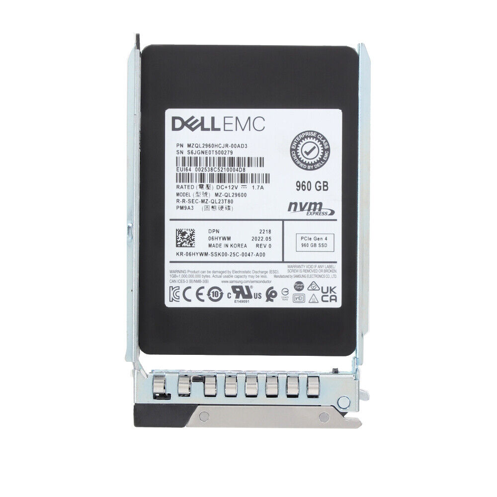 Dell 960GB SSD 2.5 NVMe RI RLC MZQL2960HCJR-00AD3 (6HYWM) thumbnail