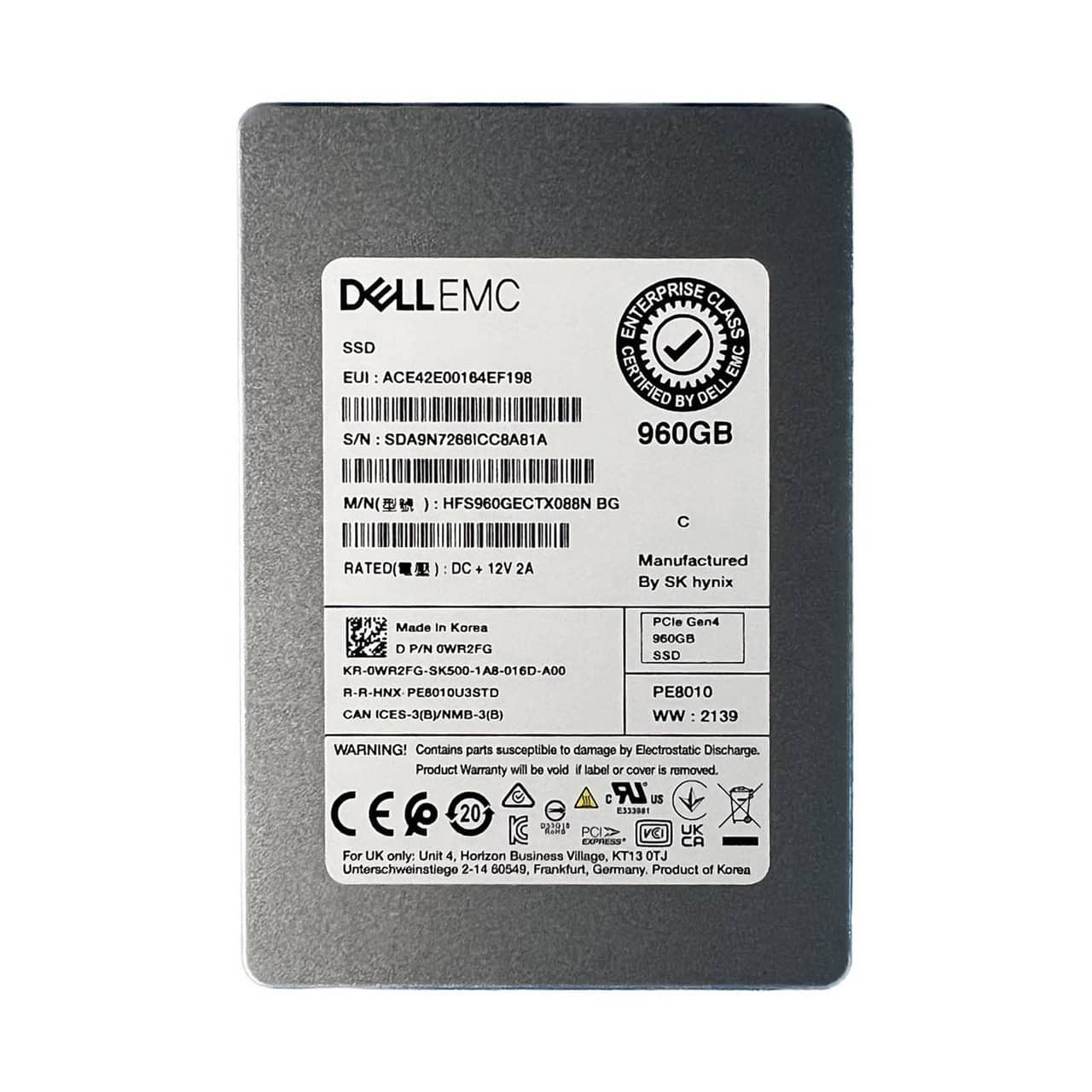 Dell 960GB SSD 2.5 NVMe RI HFS960GECTX088N (WR2FG) thumbnail