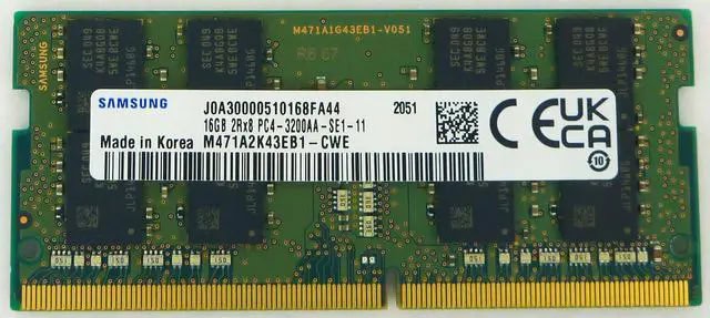 Samsung M471A2K43EB1-CWE 16GB DDR4 3200MHz PC4-25600 SODIMM geheugenmodule 1 x 16 GB 3200 MT/s 260-pin SO-DIMM (M471A2K43EB1-CWE) thumbnail