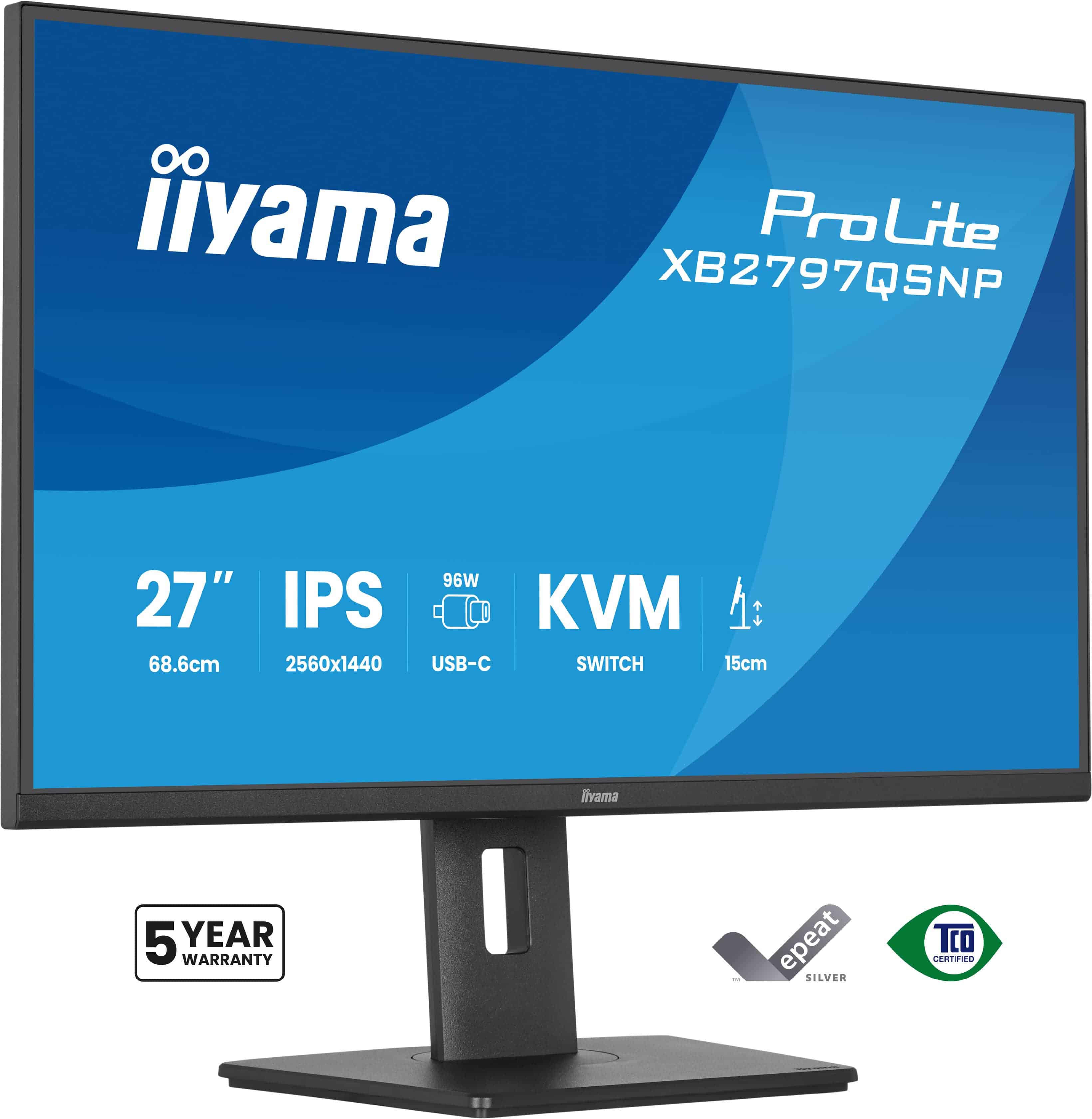 iiyama ProLite XB2797QSNP-B1 computer monitor 68,6 cm (27") 2560 x 1440 Pixels Quad HD Zwart (XB2797QSNP-B1) thumbnail
