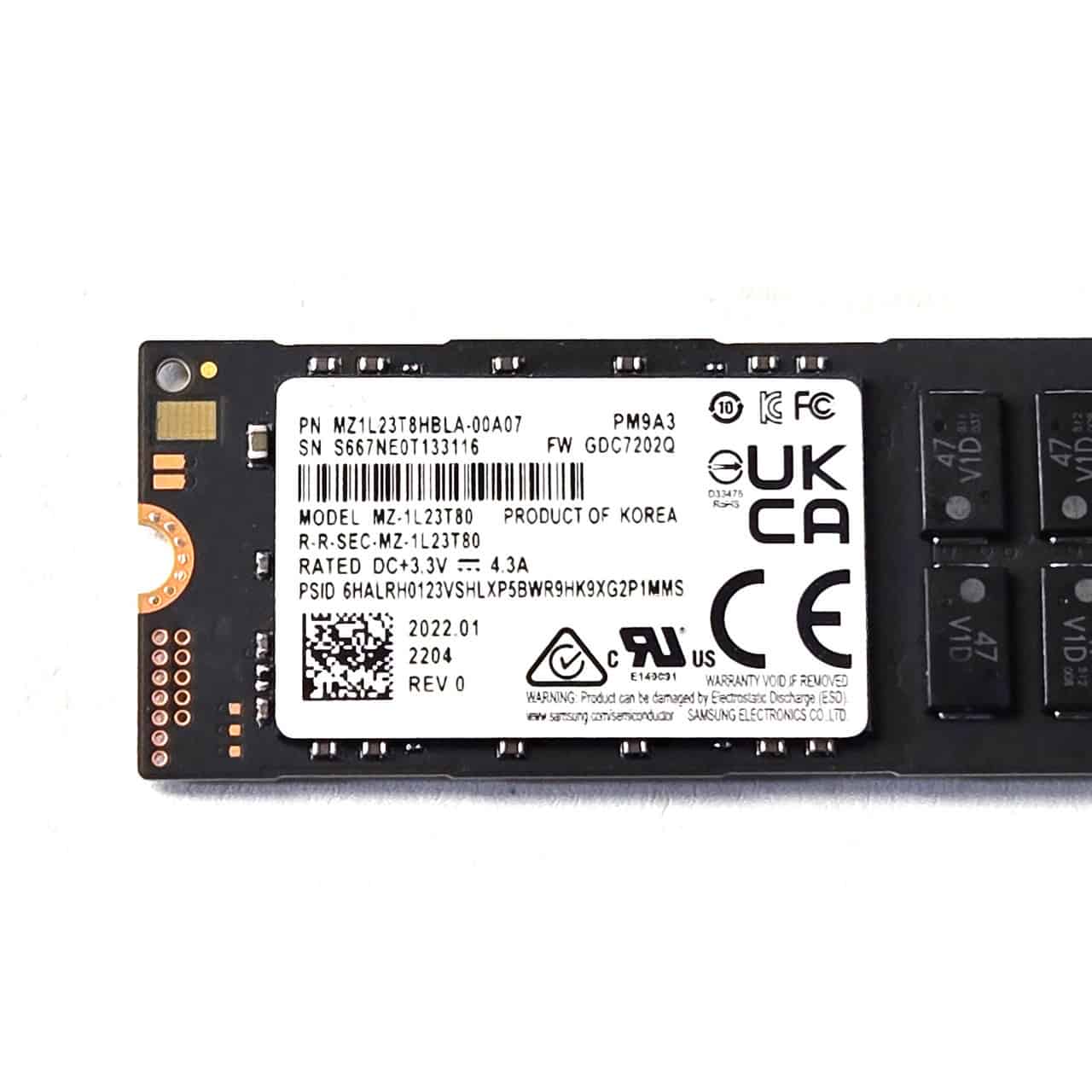 Samsung Ent. M.2      3.8TB Samsung PM9A3 NVMe PCIe 4.0 x 4 bulk (MZ1L23T8HBLA-00A07) thumbnail
