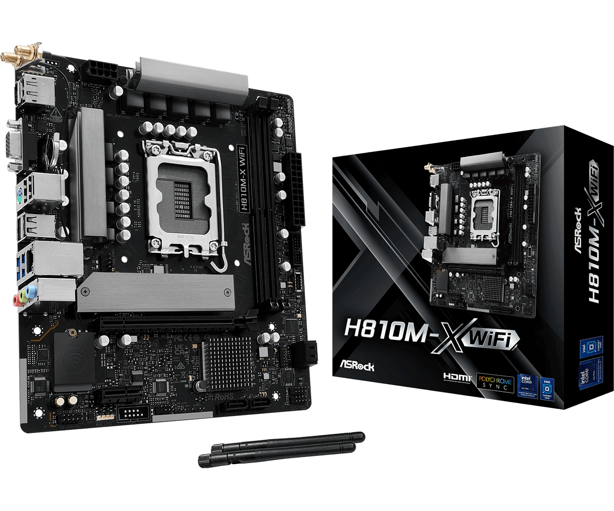 ASRock H810M-X WiFi             1851 mATX HDMI/DP       DDR5 (90-MXBS60-A0UAYZ) thumbnail