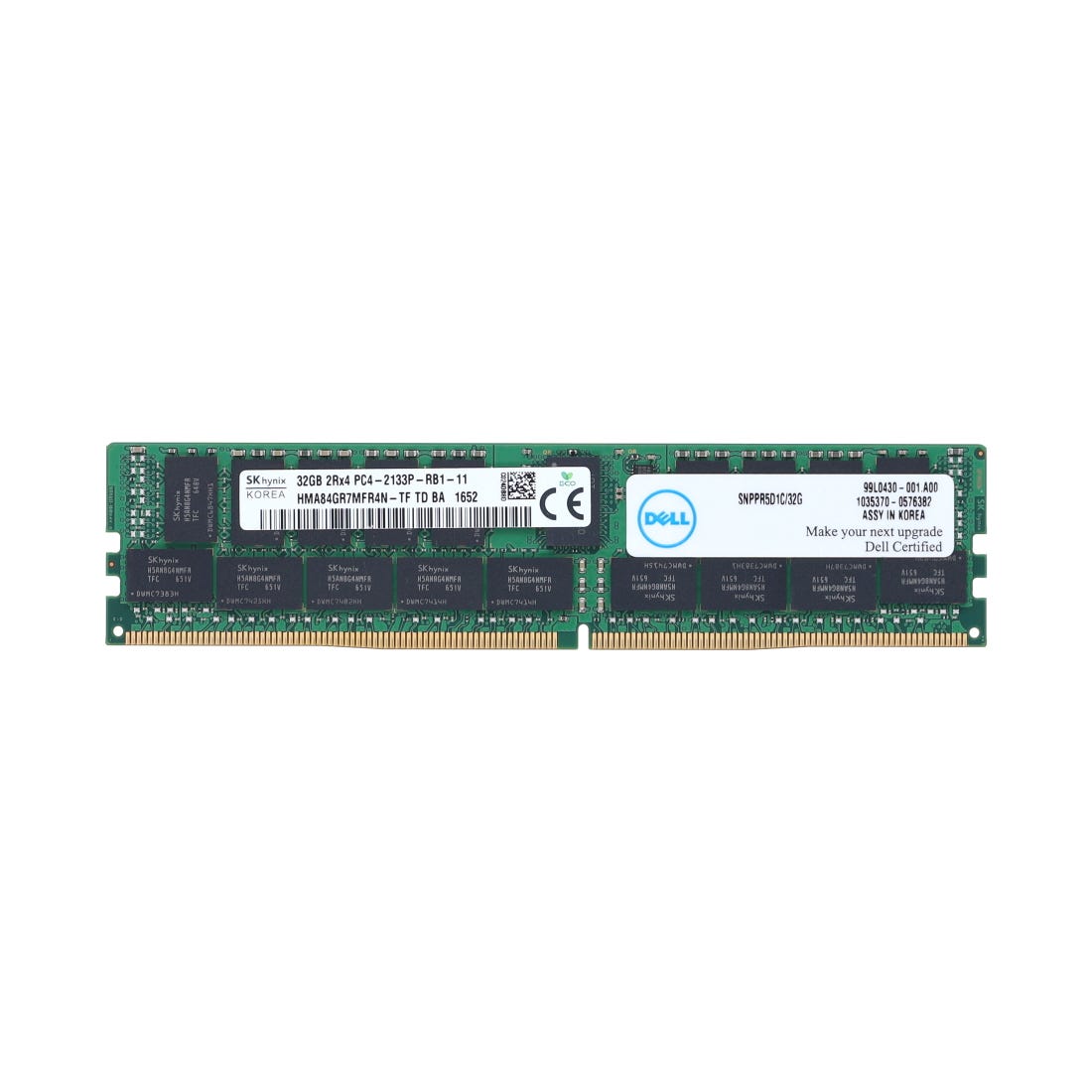DELL 32GB (1*32GB) 2RX4 PC4-17000P-R DDR4-2133MHZ RDIMM (SNPPR5D1G/32G) thumbnail