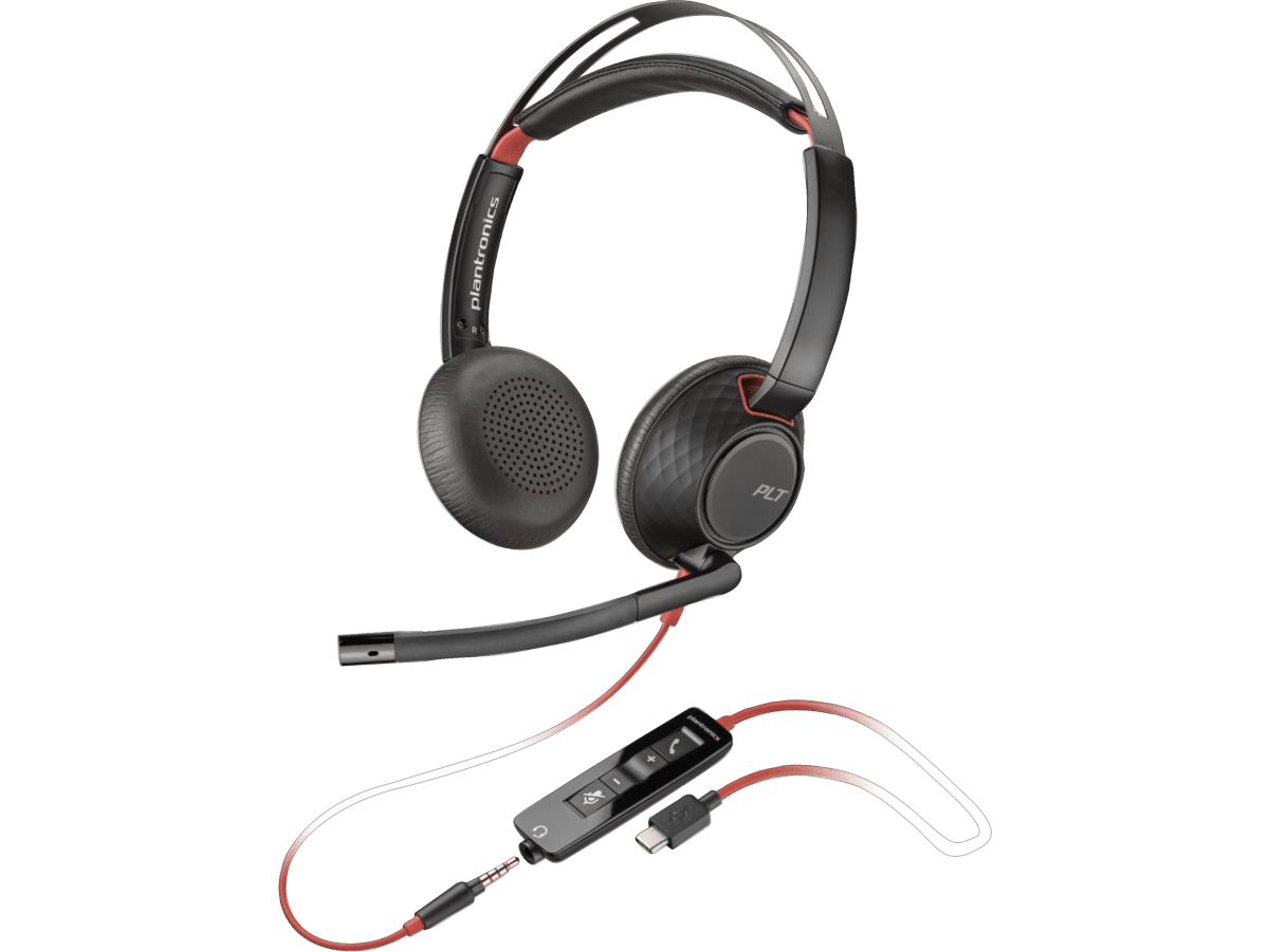 HP Poly Blackwire 5220 Stereo USB-C Headset + 3.5mm Plug + USB-C/A Adapter [NEW DAMAGED BOX] (8X231AA-NOB) thumbnail