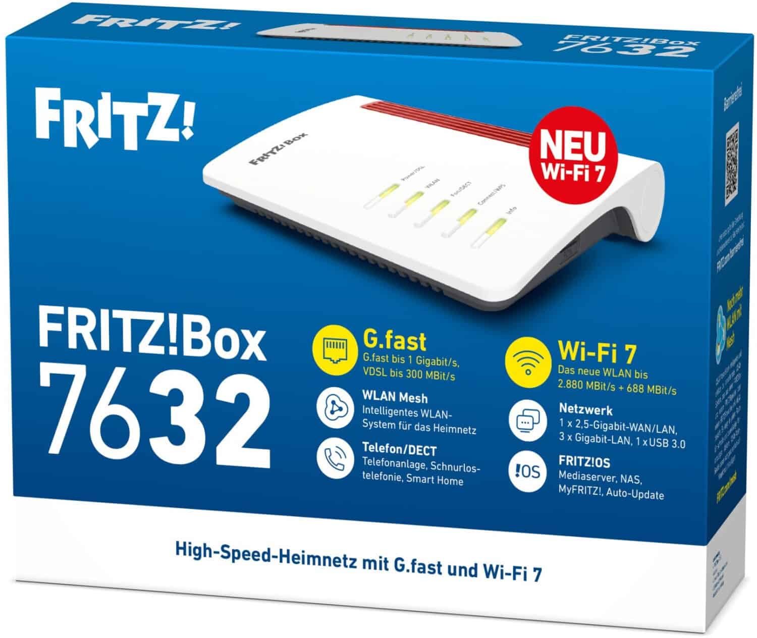 AVM FRITZ!Box 7632 WiFi 7 (WLAN BE) Router, Dualband, max. 3.600 Mbit/s, DSL-Anschluss (20003167) thumbnail