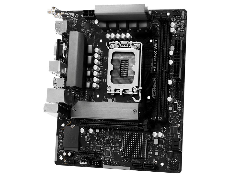 ASRock MB Sc LGA1851 H810M-X WIFI - Intel H810 - 2xDDR5 - 1xDP - 1xHDMI - 1xVGA - WiFi - mATX (H810M-XWIFI) thumbnail