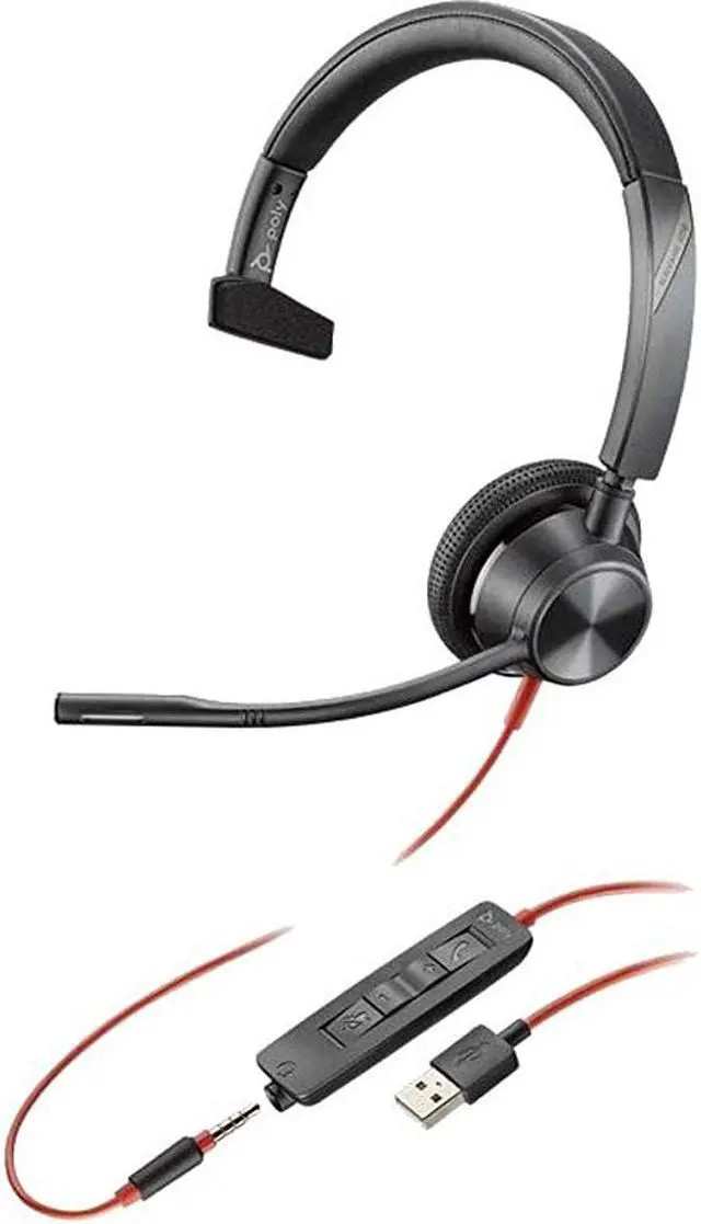 HP Poly Poly Blackwire 3315 - 3300 Series - Headset - On-Ear - kabelgebunden - USB, 3,5 mm Stecker (213936-01) (213936-01) thumbnail