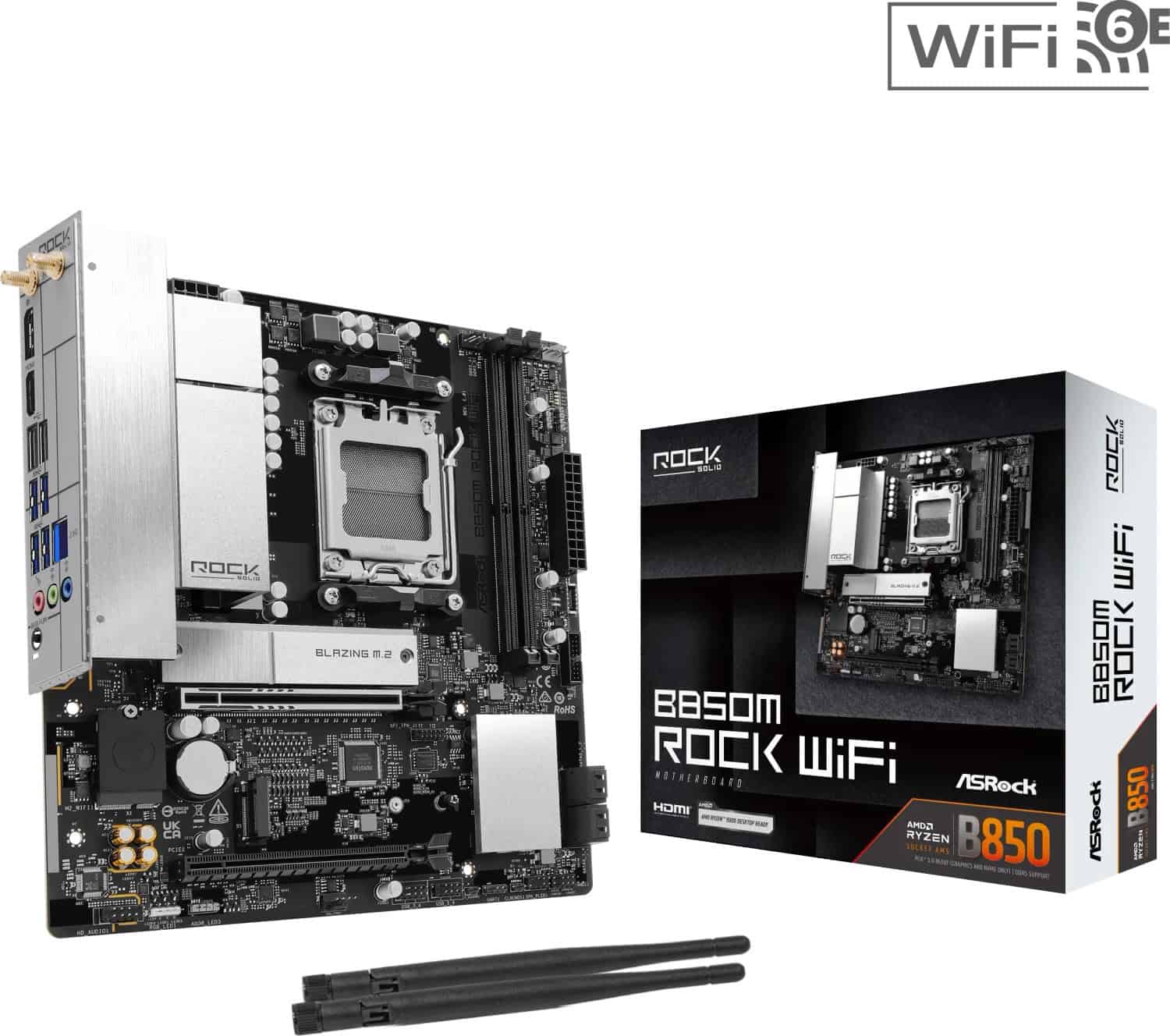 ASROCK B850M Rock WiFi 7 DDR5 AM5 retail (90-MXBU70-A0UAYZ) thumbnail