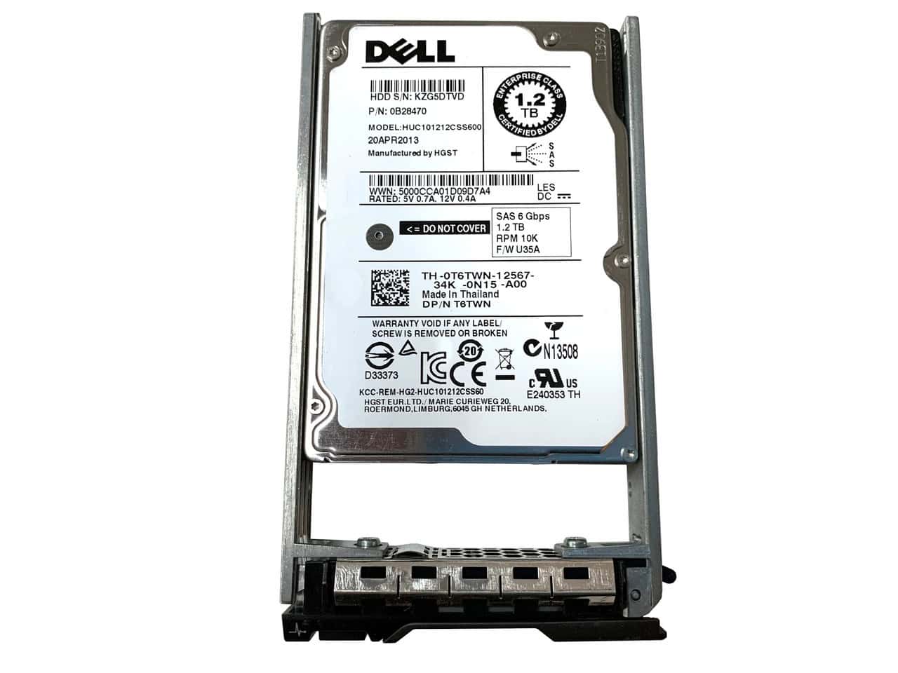 Dell T6TWN (Hitachi 0B28470) 1.2 TB Hard Drive - 10,000 RPM - 2.5-inches SFF - 64 MB Buffer - SAS - Hot-Swap - Tray - 6 Gbps (T6TWN) thumbnail