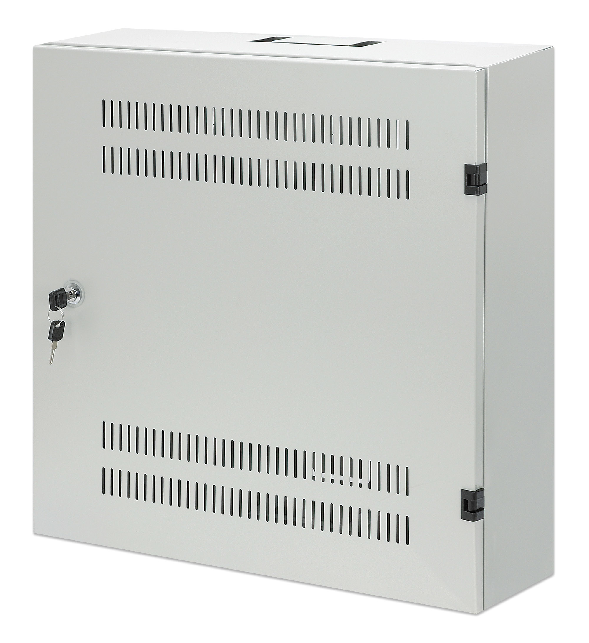 Intellinet Low-profile 19" wandkast met 4U horizontale en 2U verticale rails, slanke ruimtebesparende behuizing met slechts 170 mm diepte, ideaal voor AV/multimedia/surveillance, gemonteerd, grijs RAL 7035 (713641) thumbnail