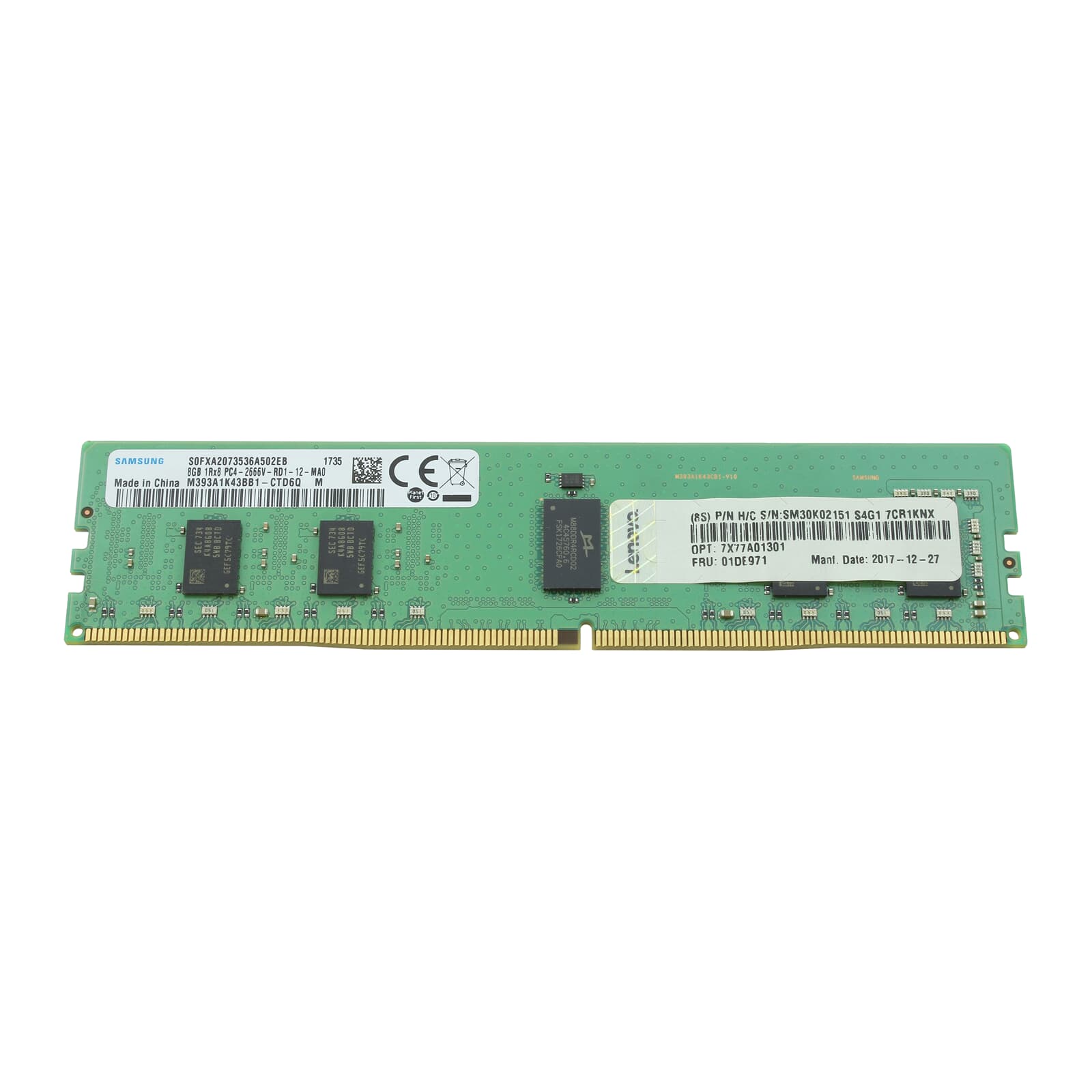 LENOVO 8GB (1*8GB) 1RX8 PC4-21300V-R DDR4-2666MHZ RDIMM (01DE971) thumbnail