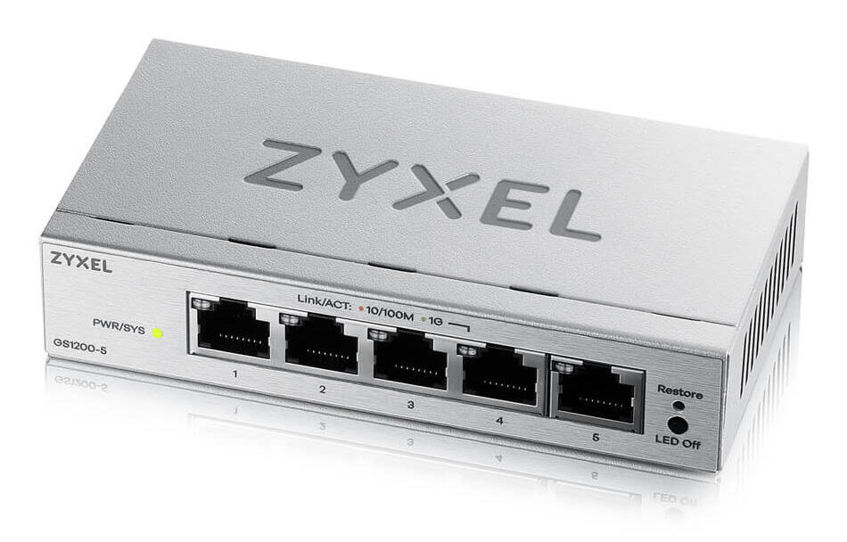Zyxel GS1200-5V3 Managed L2 Gigabit Ethernet (10/100/1000) Desktop Grijs (GS1200-5V3-EU0101F1F) thumbnail