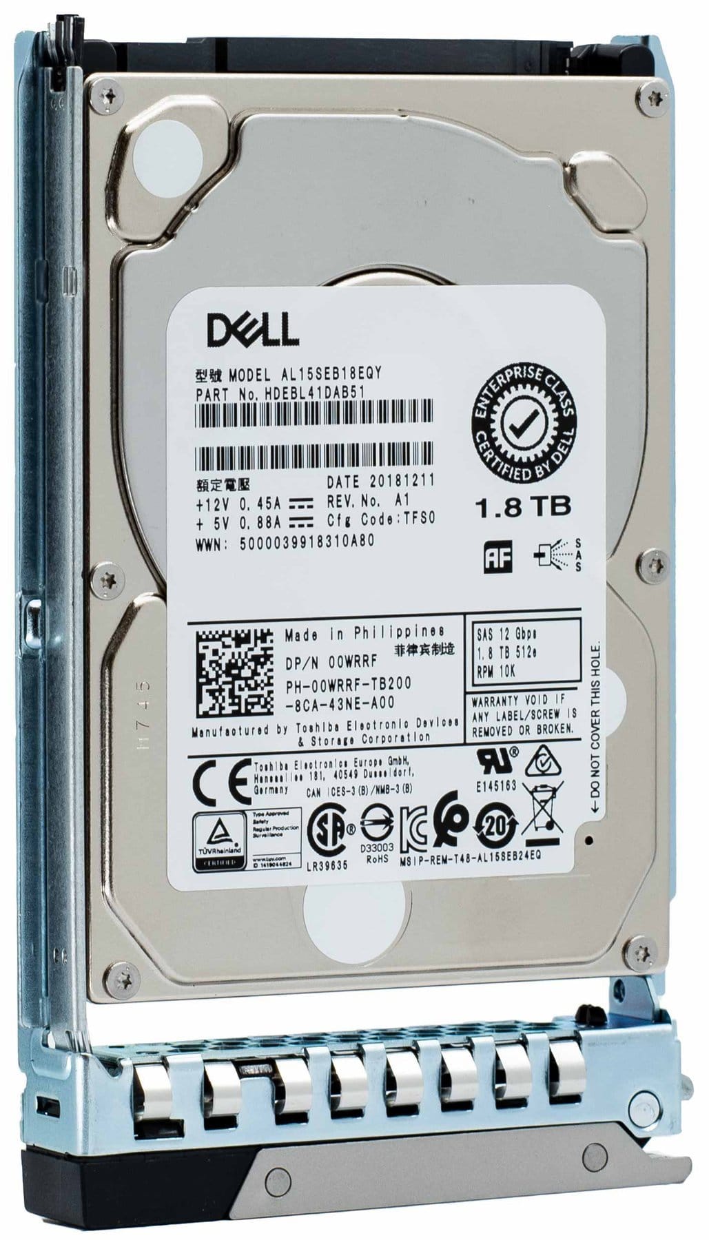 Dell 300GB 10K 6G SAS 2.5 HDD (0W1J2J-RFB) thumbnail