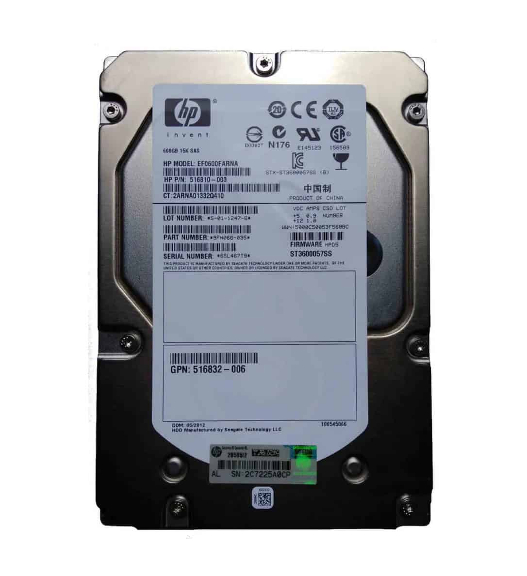 HP HDD 600GB 6G SAS 15K (516832-005-RFB) thumbnail