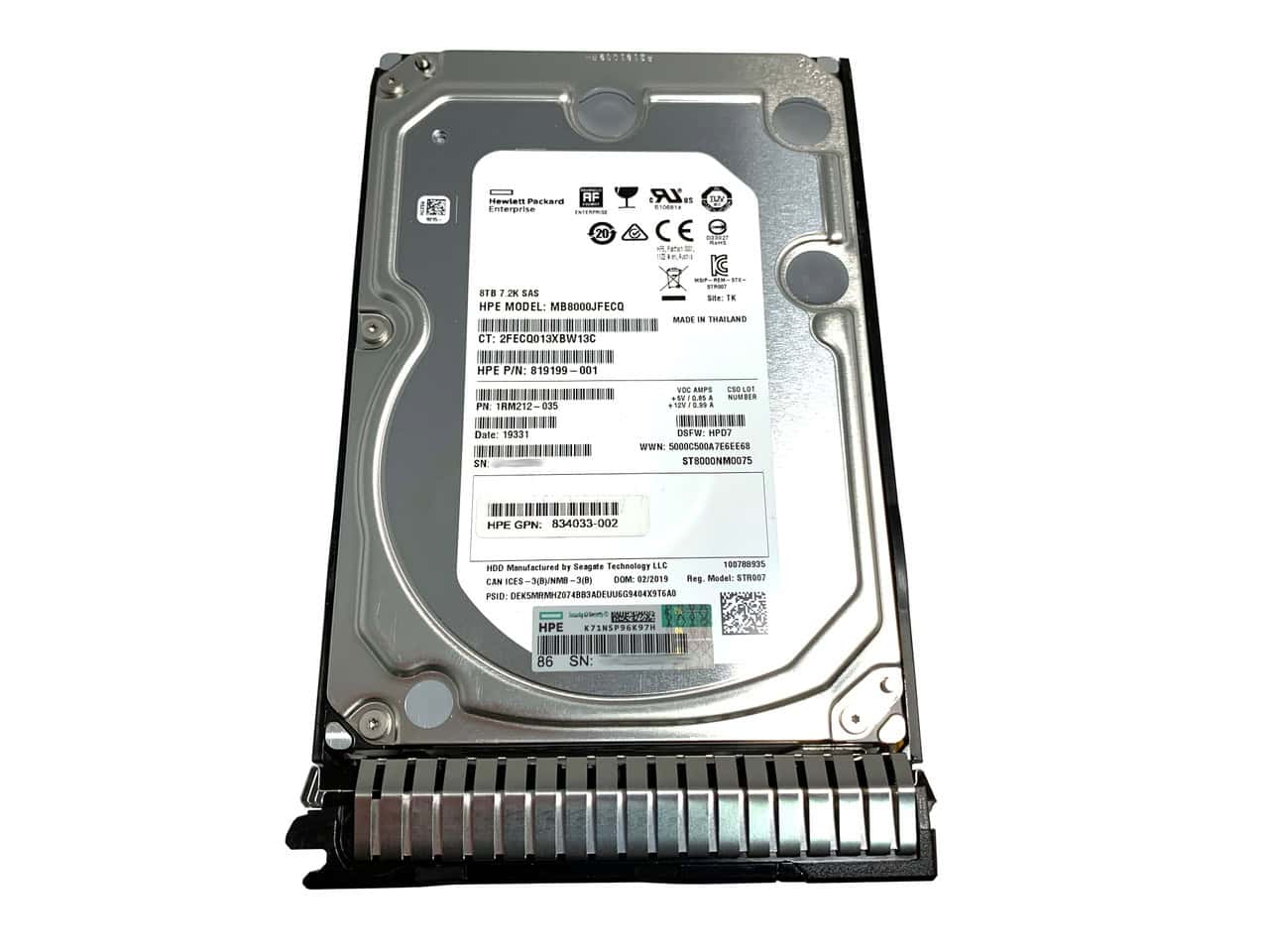 HP 8TB 12G SAS 7.2K LFF 512e (861590-B21) thumbnail