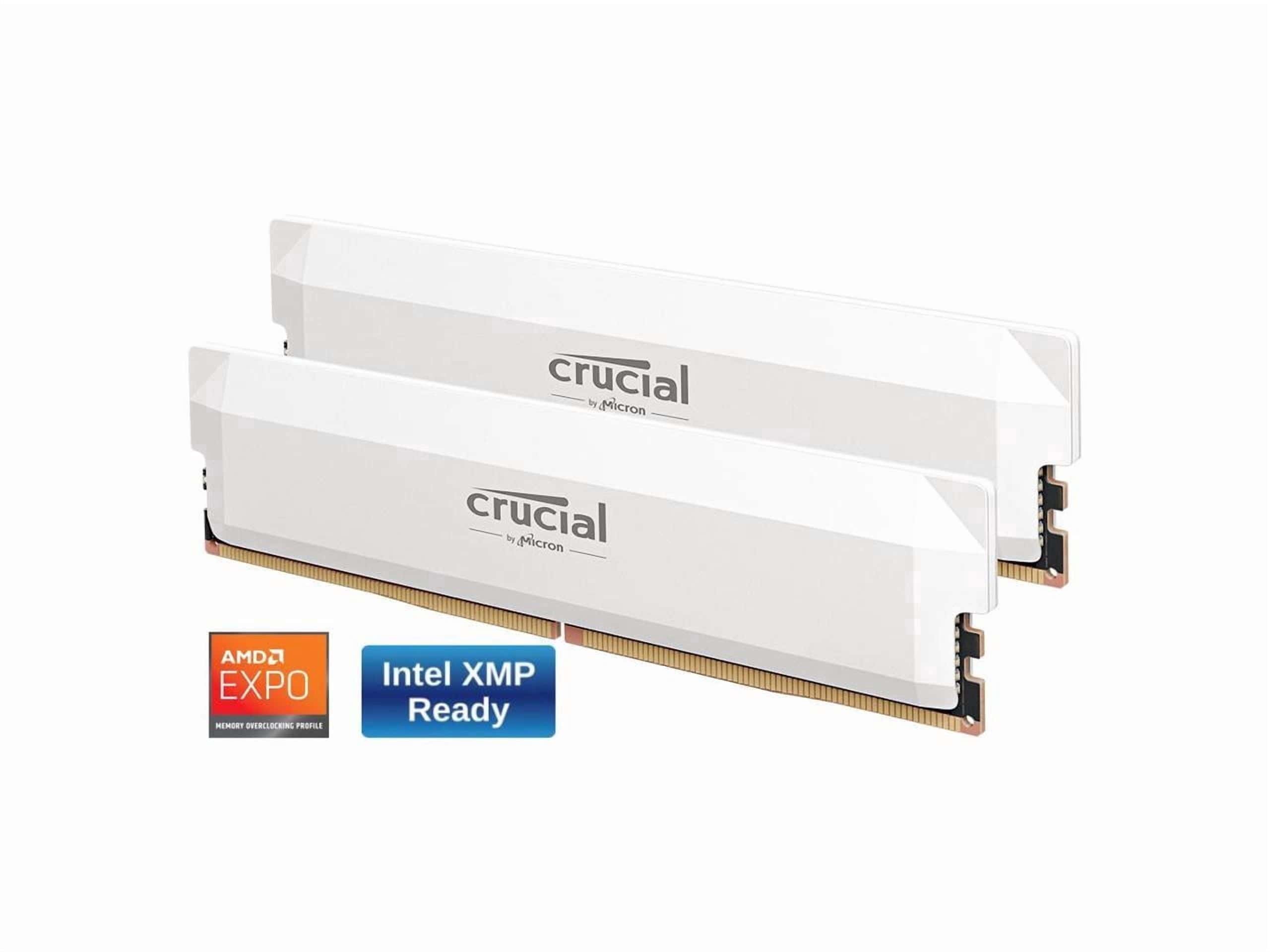Crucial 16GB Crucial DIMM Pro OC 6400MHz (Blanc) Version OEM (Tray) (CP16G64C32U5WT) thumbnail