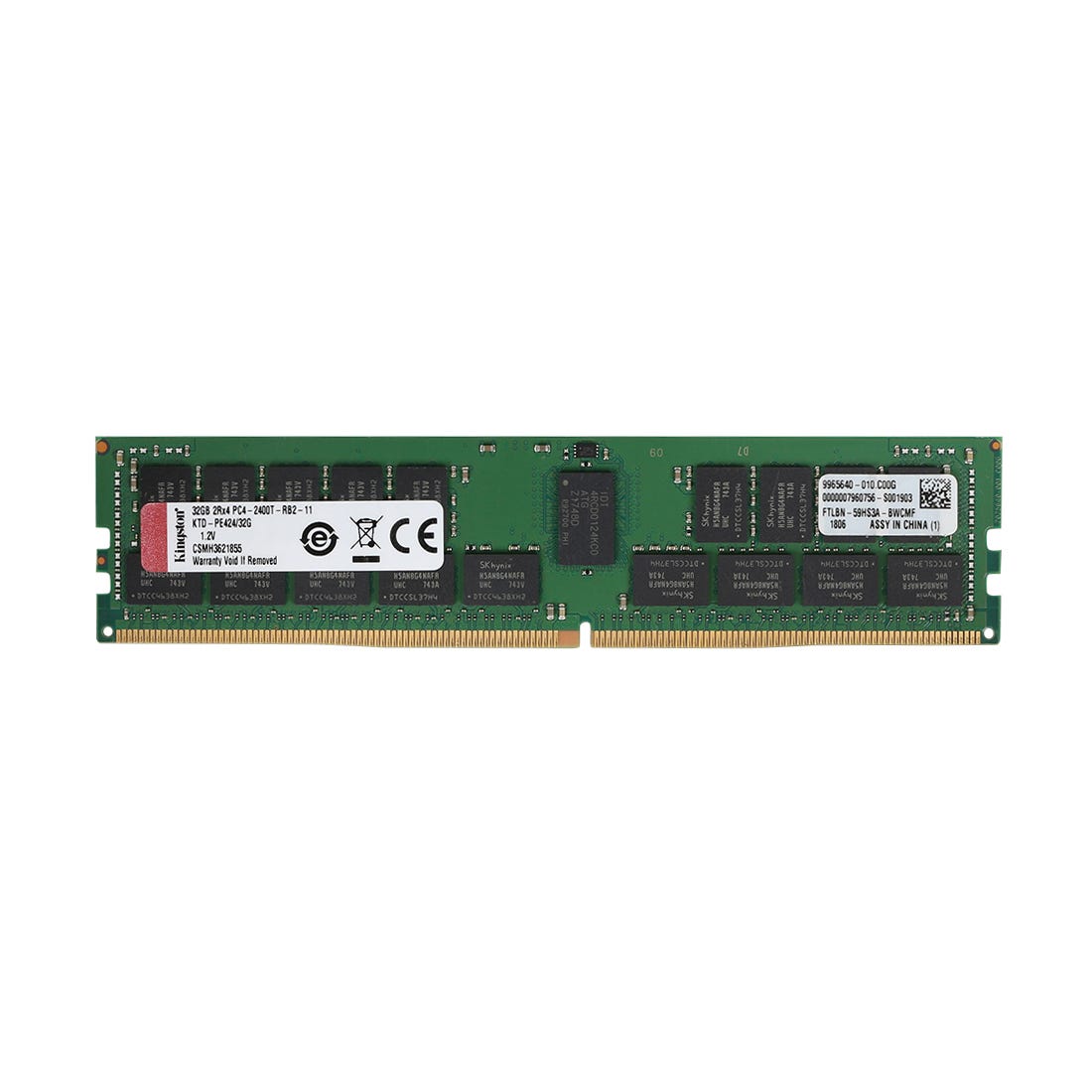 Kingston RIMM DDR4 2400MHz 32GB Server Premier DIMM 288 / CL17 / 2Rx4 / 1.2V / ECC Registered / Micron A (KVR24R17D4/32MA) thumbnail