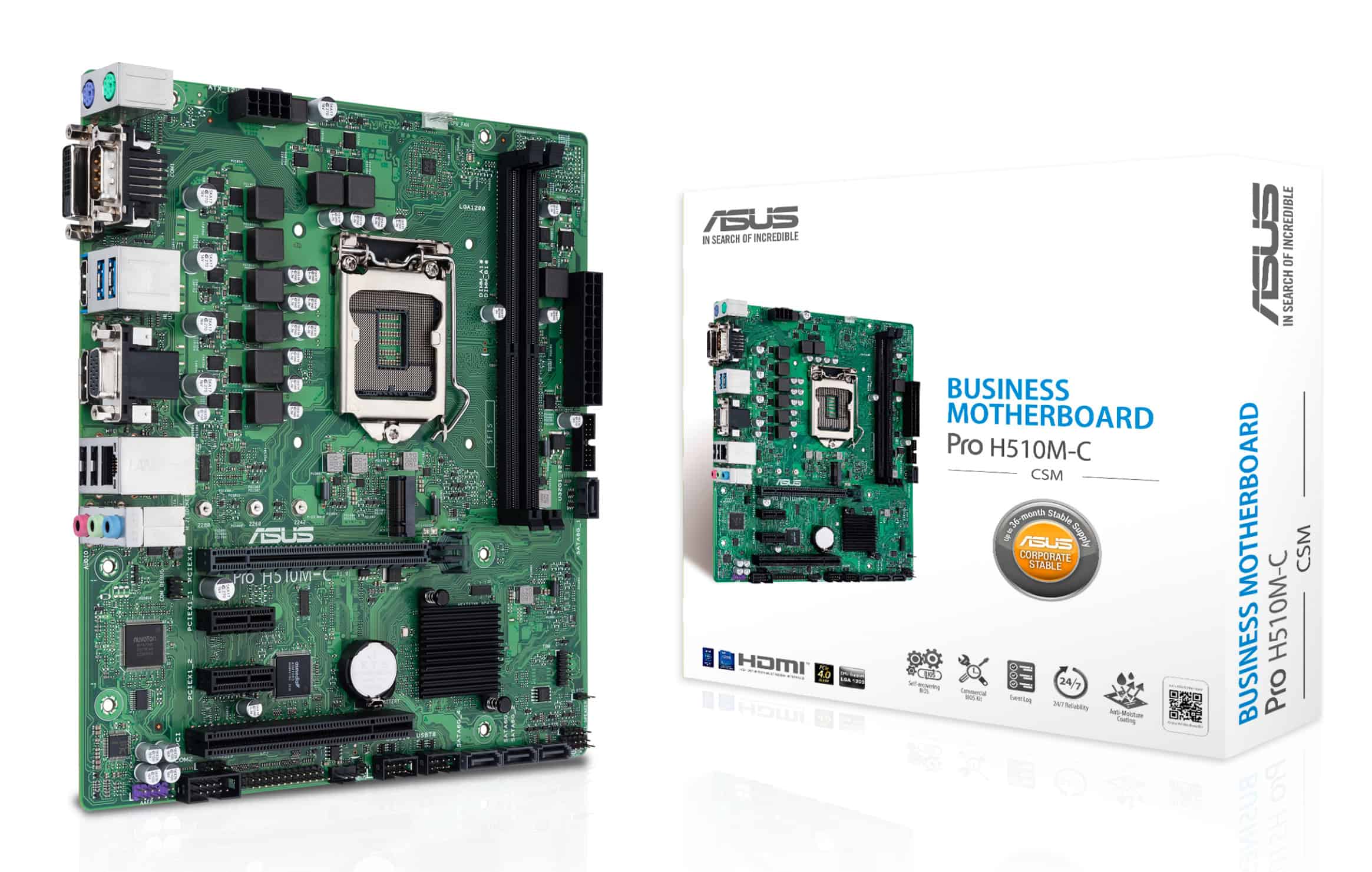 ASUS PRO H510M-C/CSM Intel H510 LGA 1200 (Socket H5) micro ATX (90MB17K0-M0EAYC) thumbnail