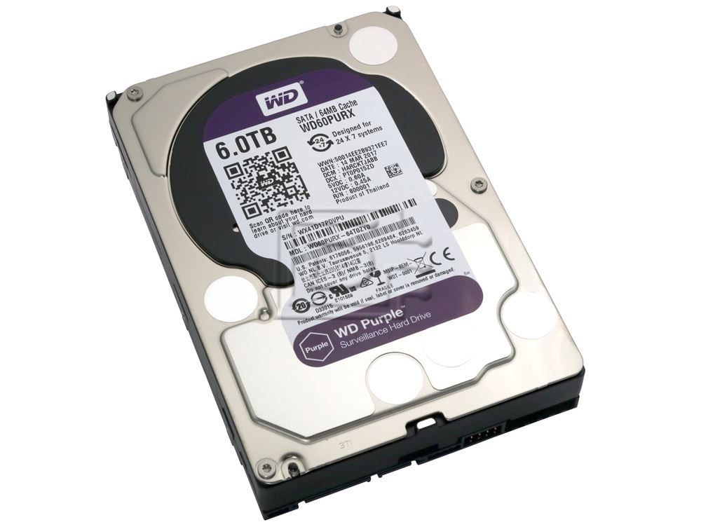 Western Digital WD Purple WD60PURX - Festplatte - 6TB - intern - 3.5 (8,9 cm) - SATA 6Gb/s - Puffer: 64MB (WD60PURX) (WD60PURX) thumbnail