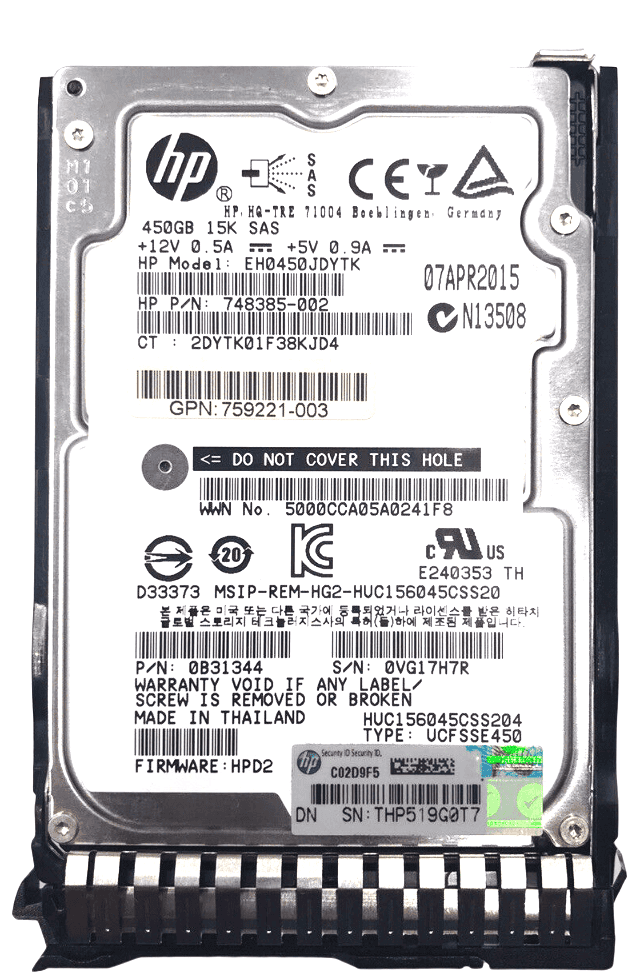 HP 450GB SAS hard drive - 15K RPM (737573-001) thumbnail