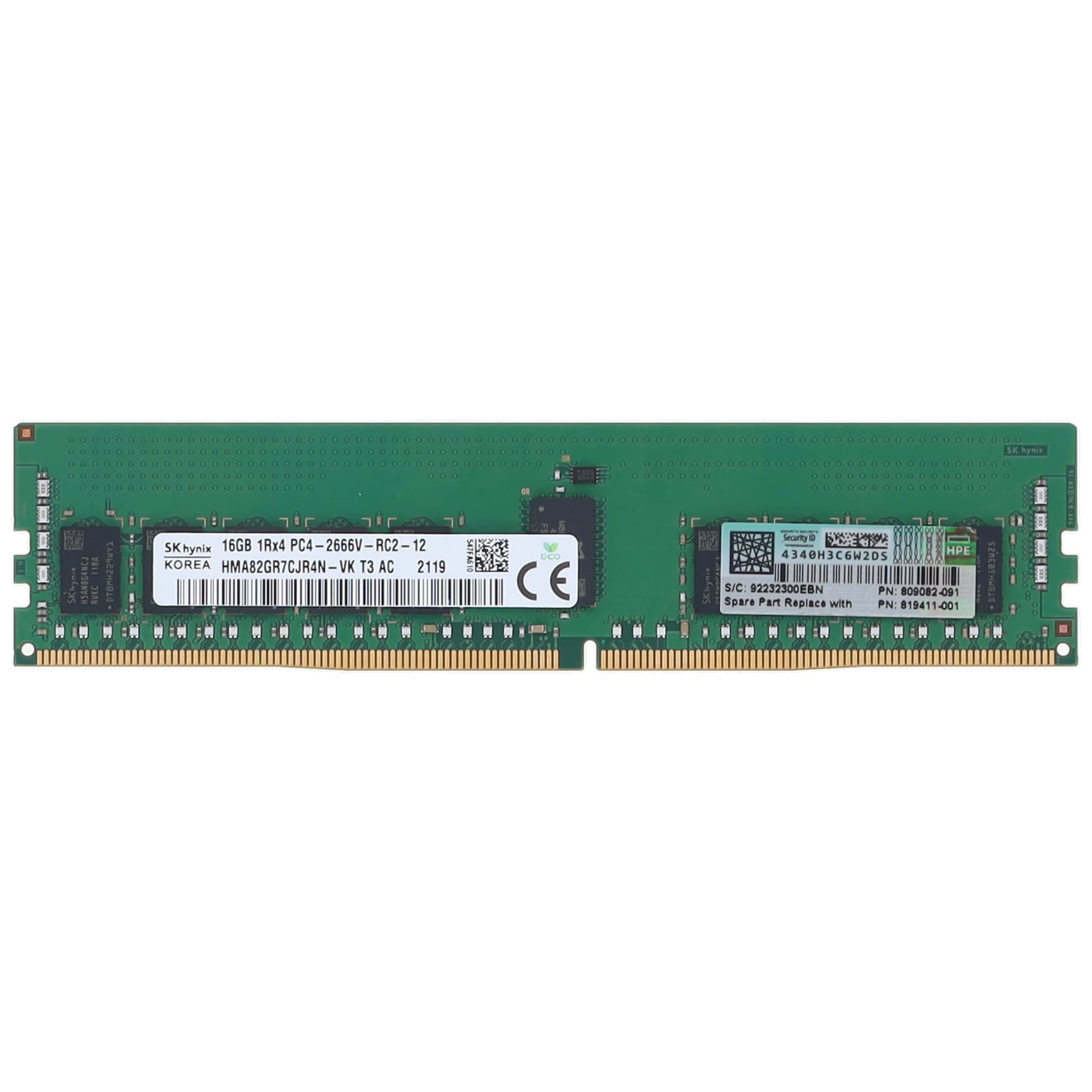 HP 16GB (1*16GB) 1RX4 PC4-19200T-R DDR4-2400MHZ RDIMM (2666MHZ) (805349-B21-2666) thumbnail
