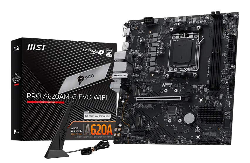 MSI Pro A620AM-G EVO WIFI AMD A620A Socket AM5 micro ATX (7E96-001R) thumbnail