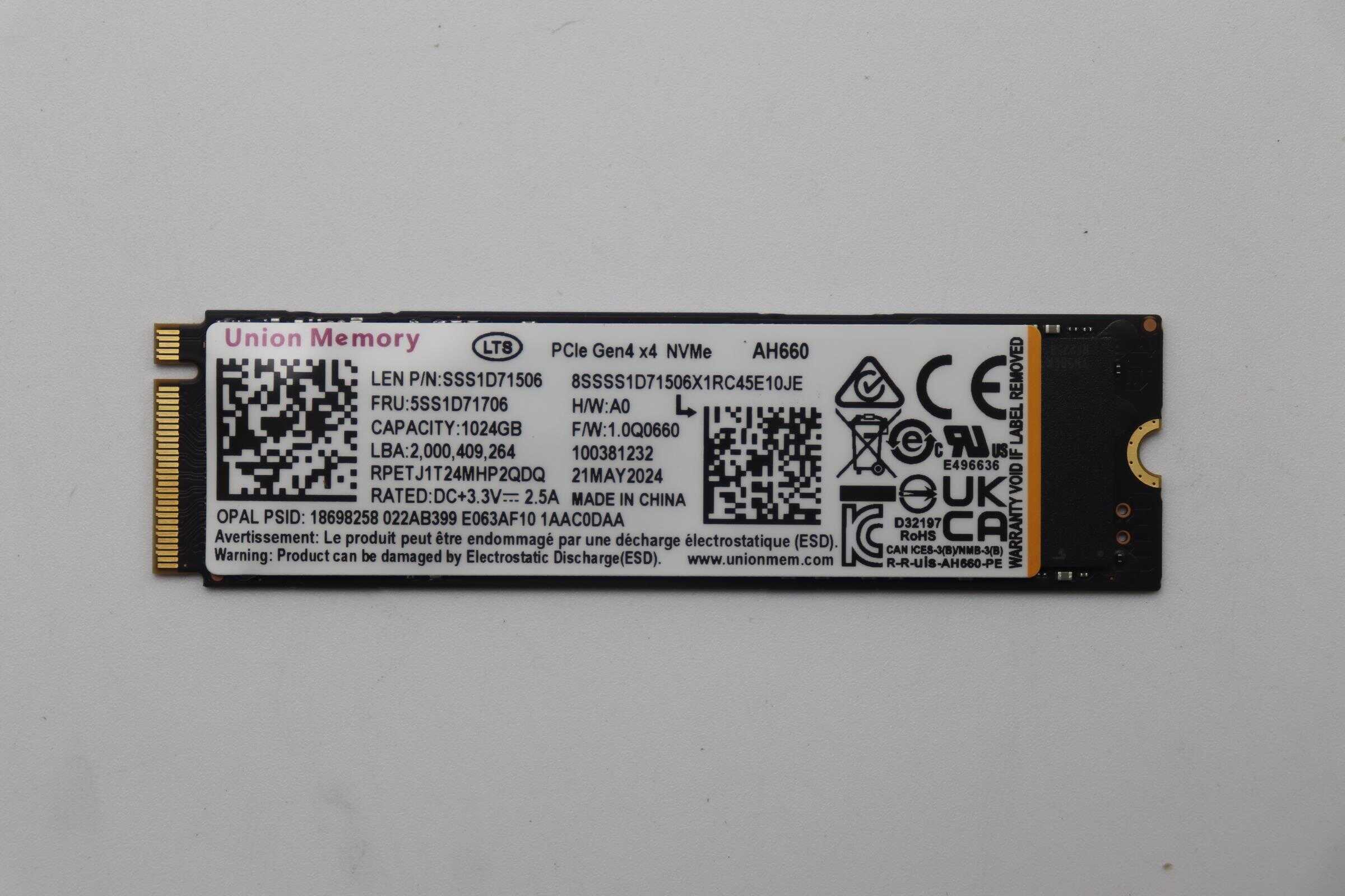 Lenovo SSD 1T M.2 2280 LTS PCIe4x4 UM OP (5SS1D71706) (5SS1D71706) thumbnail