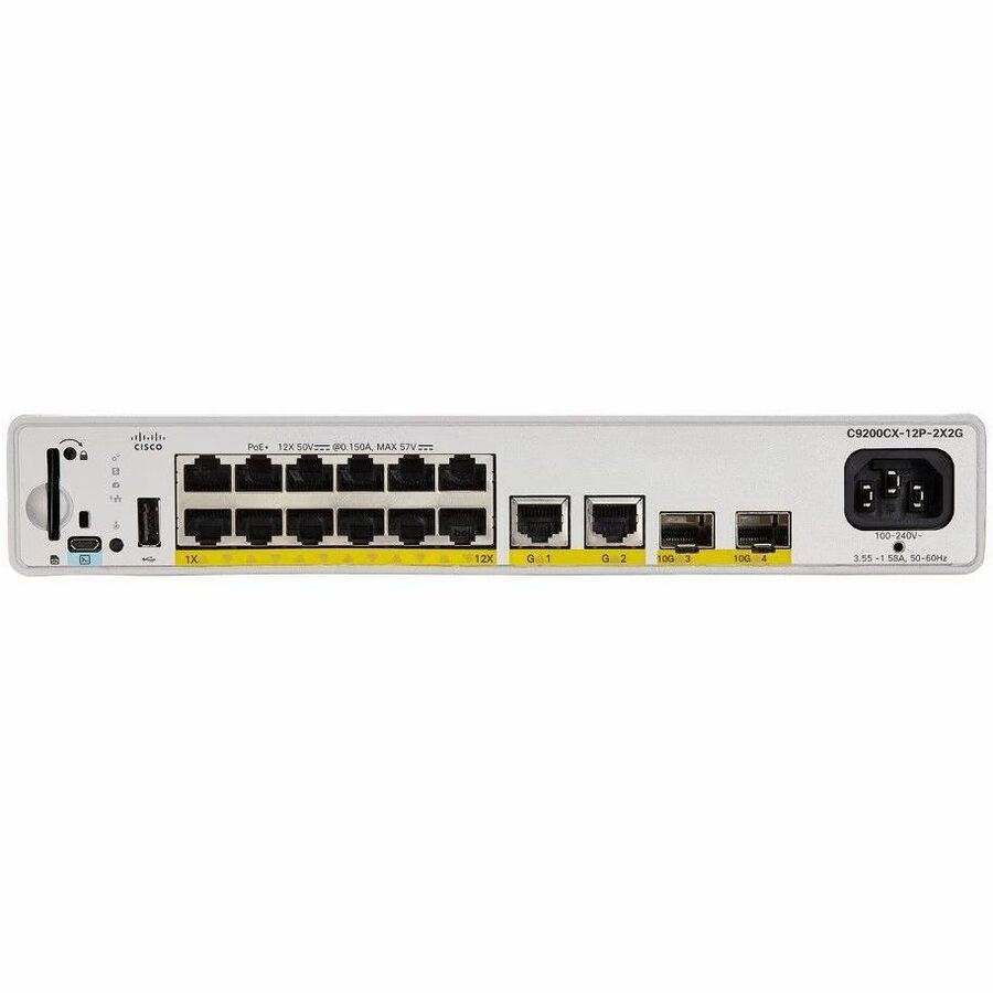 Cisco Refurb/Cat9000 CompctSwitch 12P PoE+240W (C9200CX12P2X2GE-RF) thumbnail