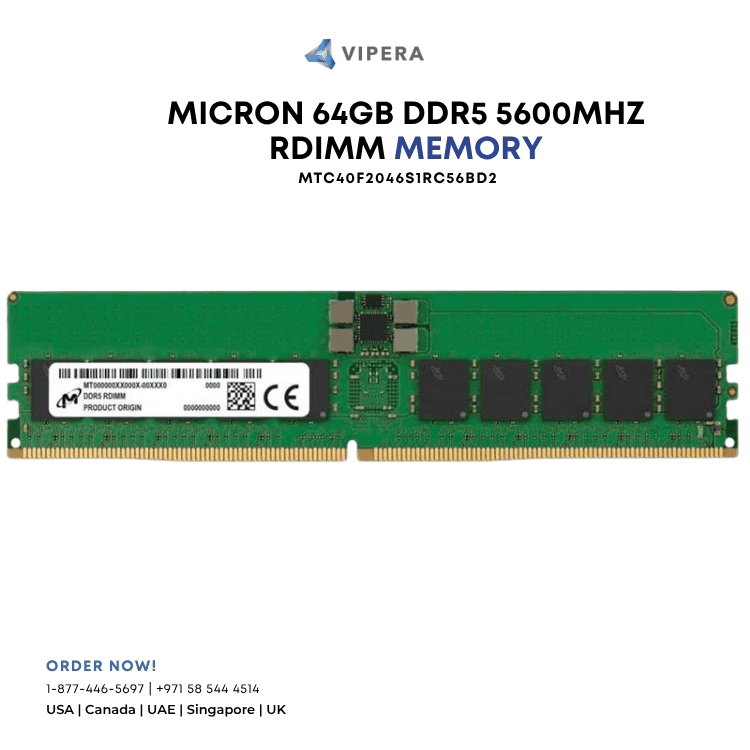 HP 64GB Micron 5600MHz CL46 2Rx4 (16Gbit) DDR5 RDIMM (MTC40F2046S1RC56BD2) thumbnail