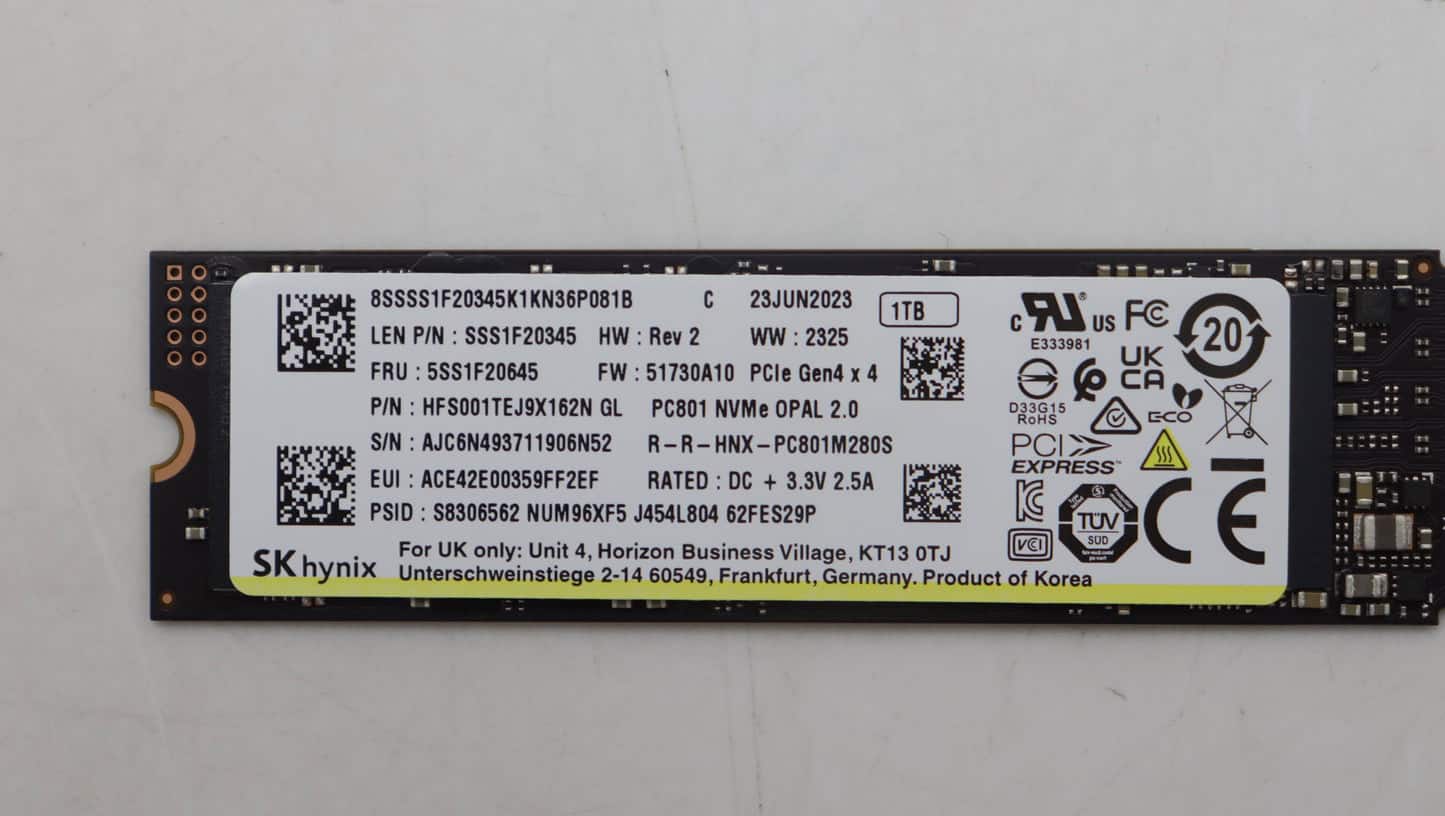 Lenovo SSD 1TB M.2 2280 PCIe4x4 NVMe OPAL (5SS0W79571N) (5SS0W79571N) thumbnail