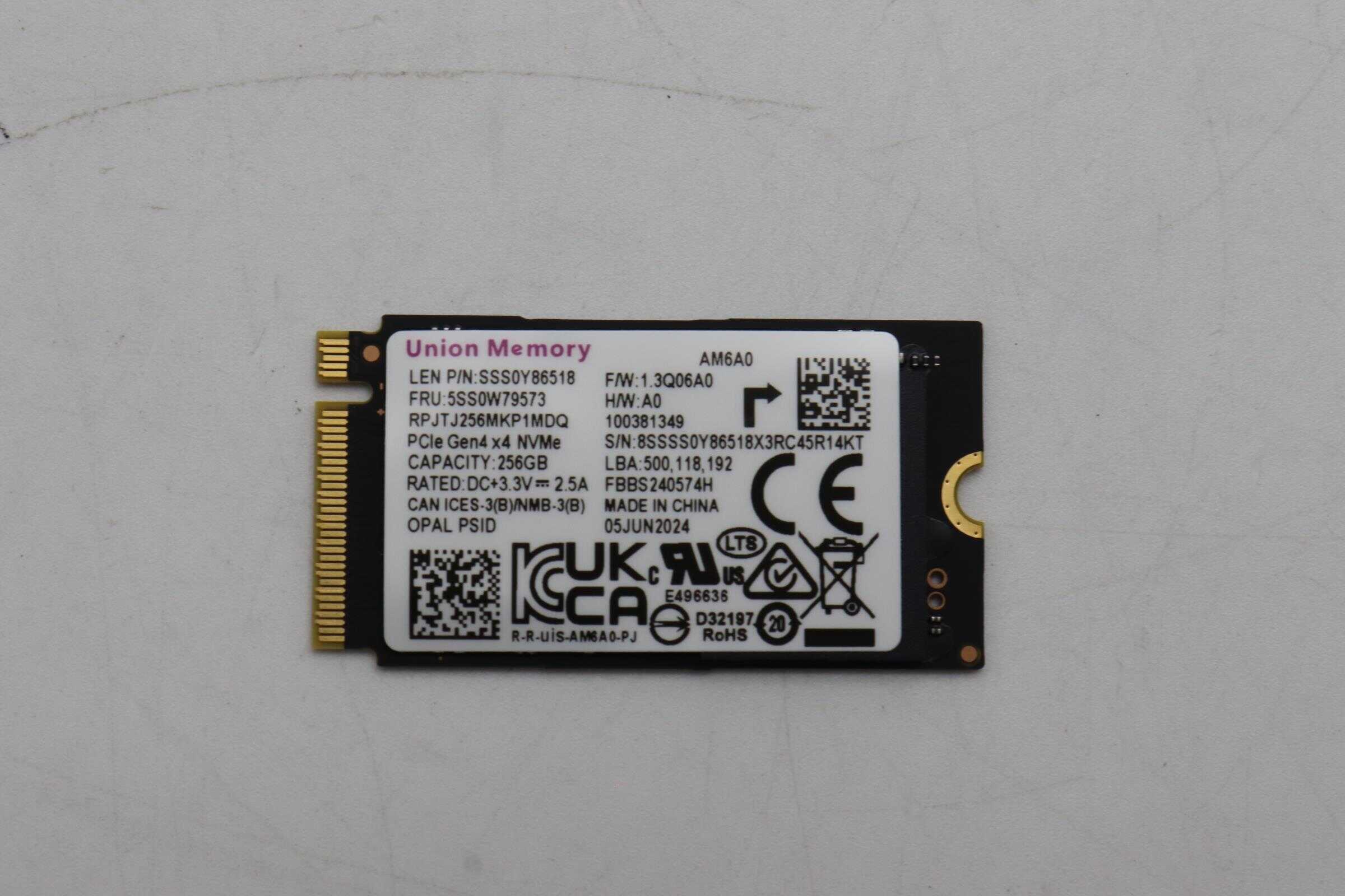 Lenovo SSD_ASM 256G,M.2,2242,G4V,SAM,OPAL,LTS (5SS0W79558) (5SS0W79558) thumbnail