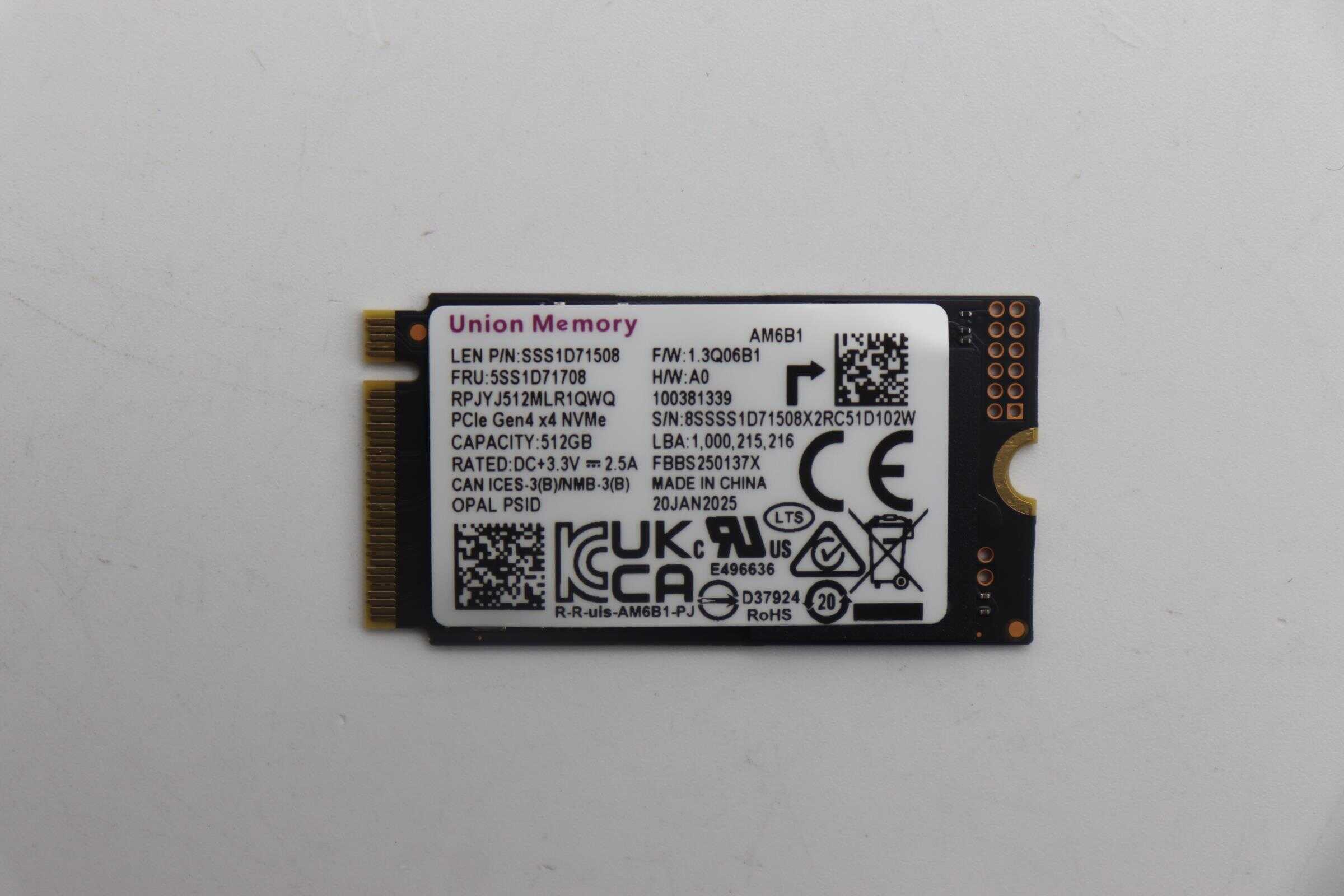 Lenovo 256GB M.2 2242 PCIe 4.0 SSD with OPAL encryption (5SS0W79573) thumbnail