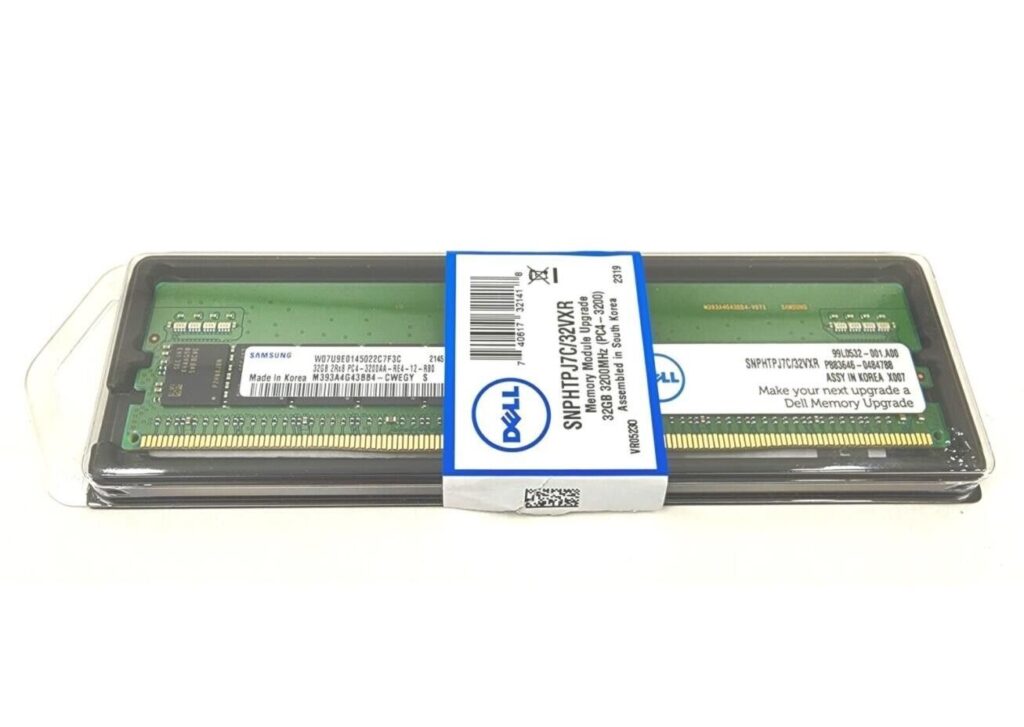 DELL AB614353 geheugenmodule 32 GB 1 x 32 GB DDR4 288-pin DIMM ECC (SNPHTPJ7C/32G) thumbnail