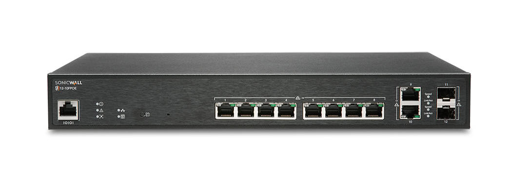 SonicWall SWS12-10FPOE Managed L2 Gigabit Ethernet (10/100/1000) Power over Ethernet (PoE) Zwart (02-SSC-2464) thumbnail