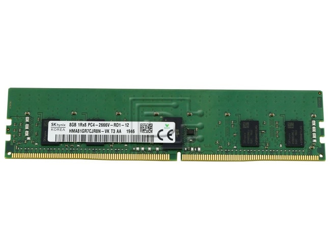 Hynix HMA81GR7CJR8N-VK 8 GB Memory Module - DDR4 SDRAM -  2666 MHz - 288 Pin - PC4-21300 - RDIMM - CL19 - 1Rx8 - Registered ECC  (HMA81GR7CJR8N-VK) thumbnail