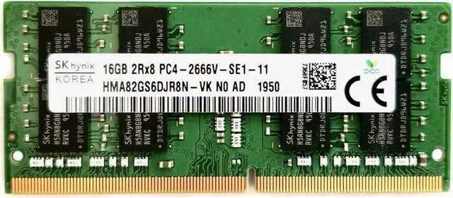 HYNIX 16GB (1*16GB) 2RX8 PC4-21300V-S DDR4-2666MHZ SODIMM (HMA82GS6DJR8N-VK) thumbnail